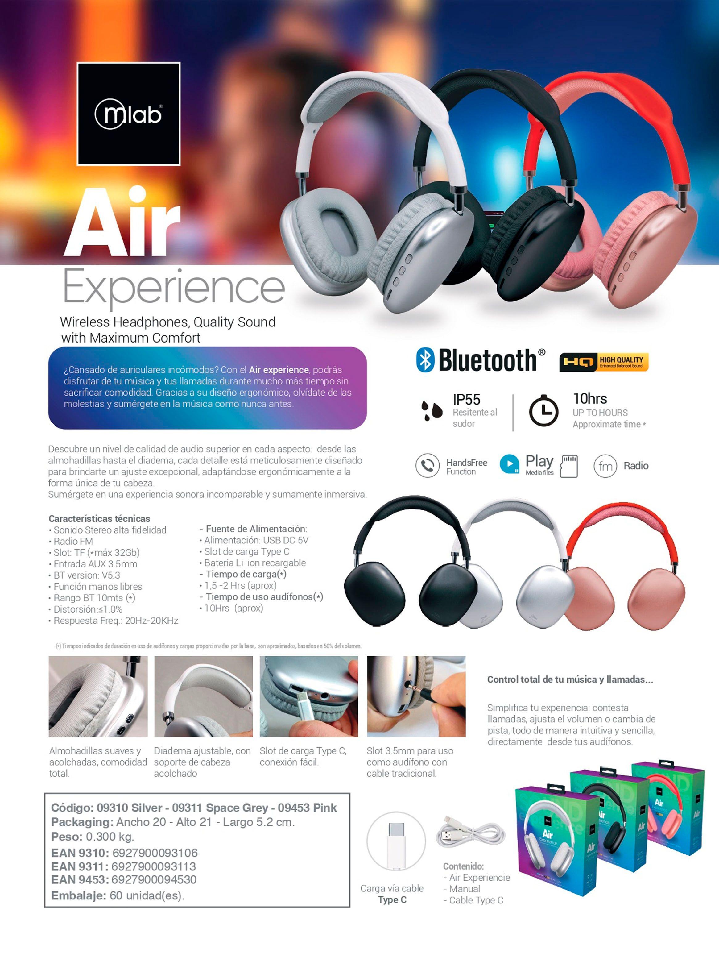 Audífonos Inalámbrico Bluetooth Mlab Air Experience Rosa-2
