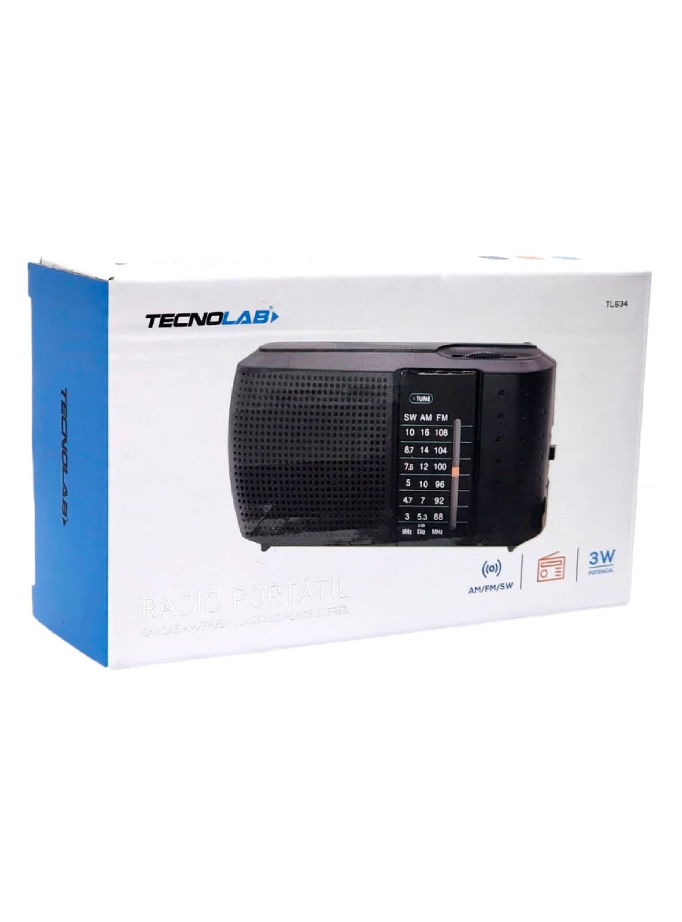 Radio Portatil Am/Fm 3W Con Entrada Audifonos Tecnolab TL634-3