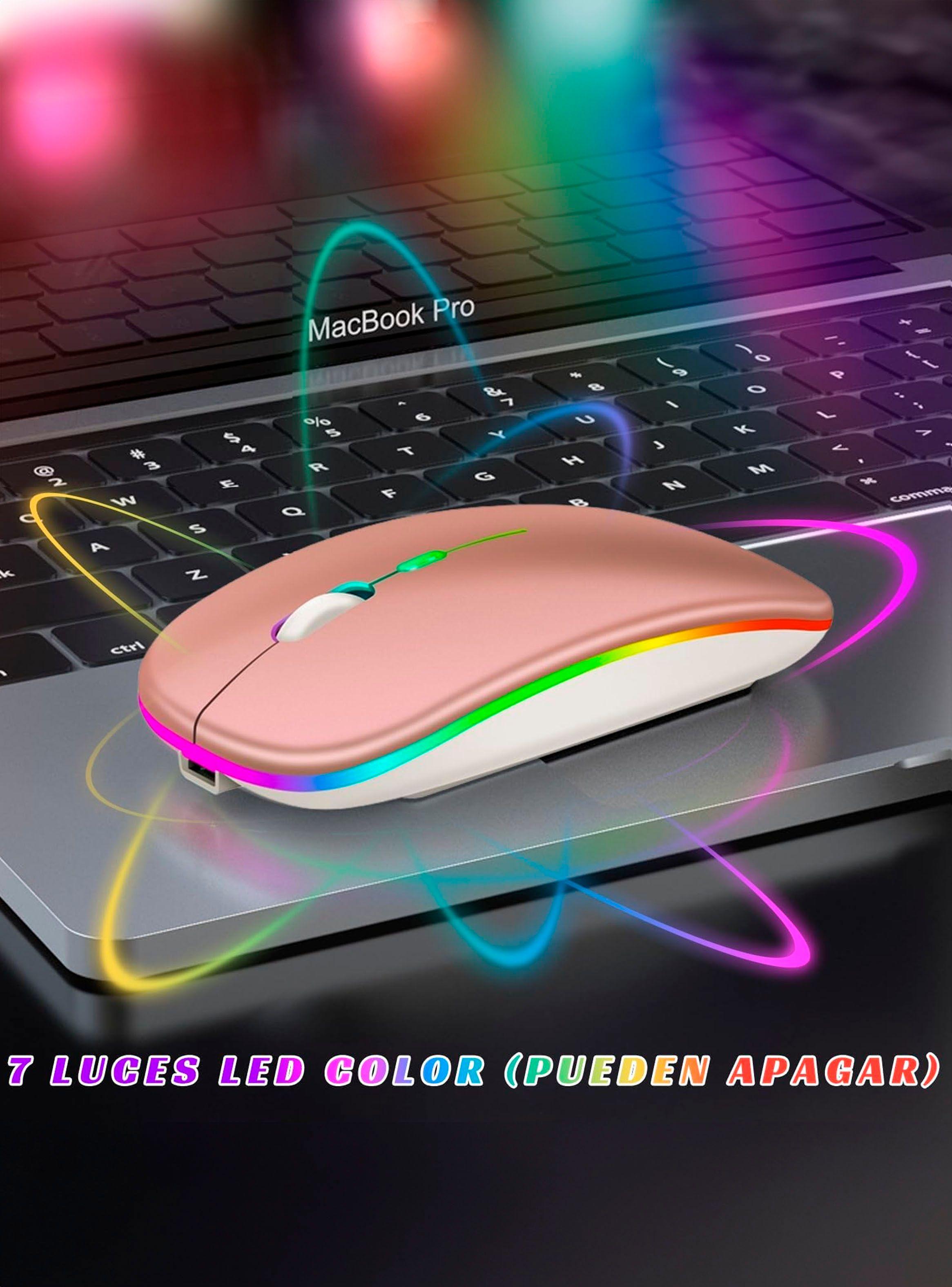 Mouse Inalambrico RGB Dual USB-Bluetooth Recargable Rosado-2