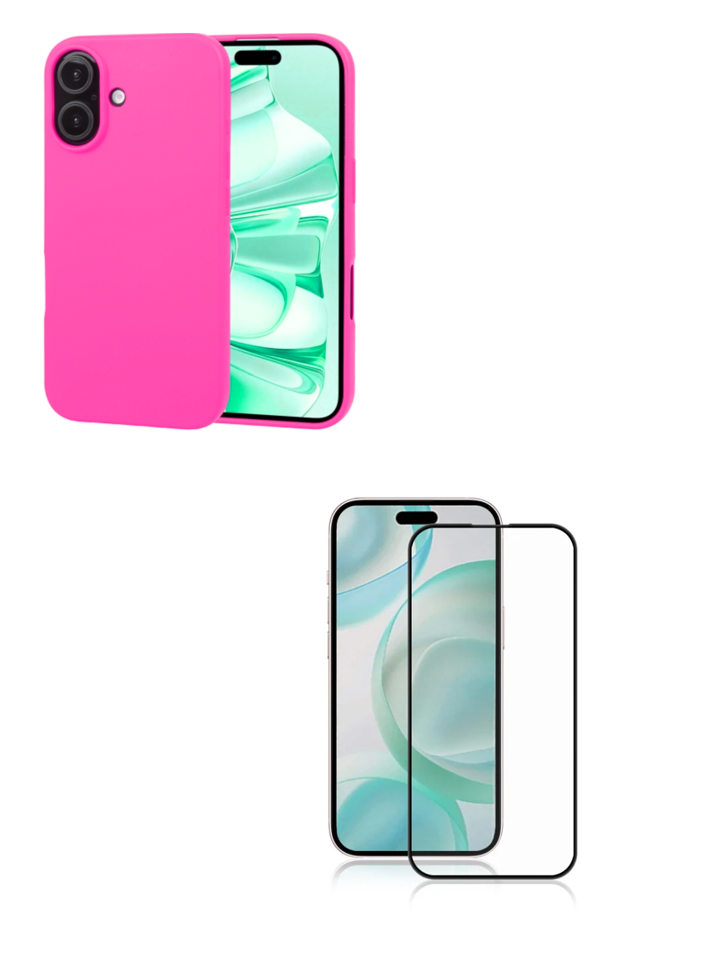 Carcasa Lamina Vidrio Para iPhone 16 Plus Fucsia-0