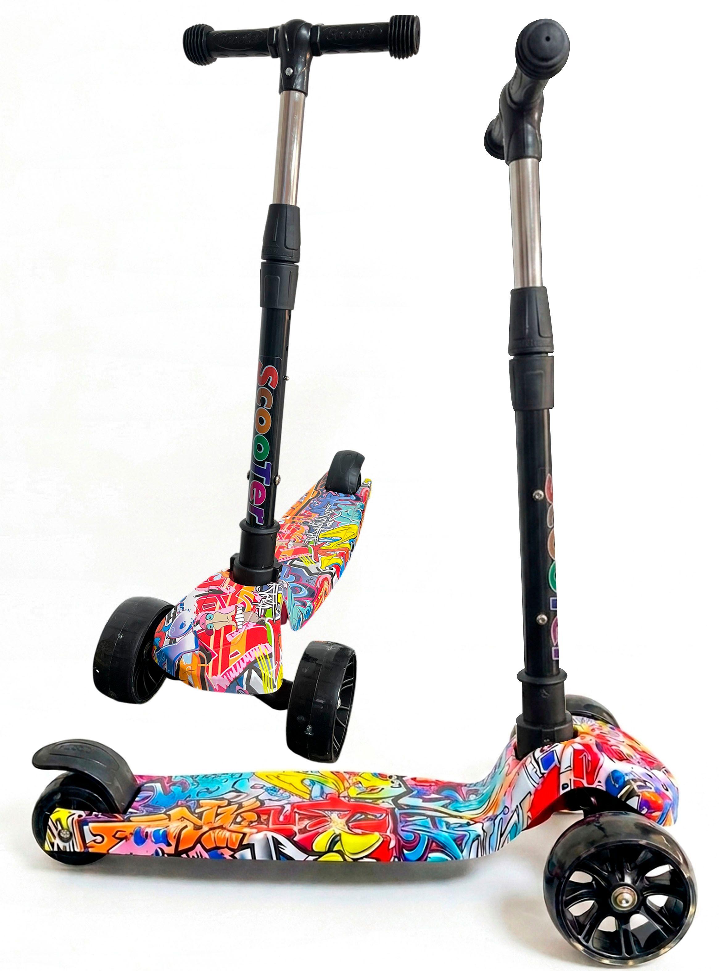 Monopatin Scooter Infantil Plegable 3 Ruedas Estampado Rojo-0