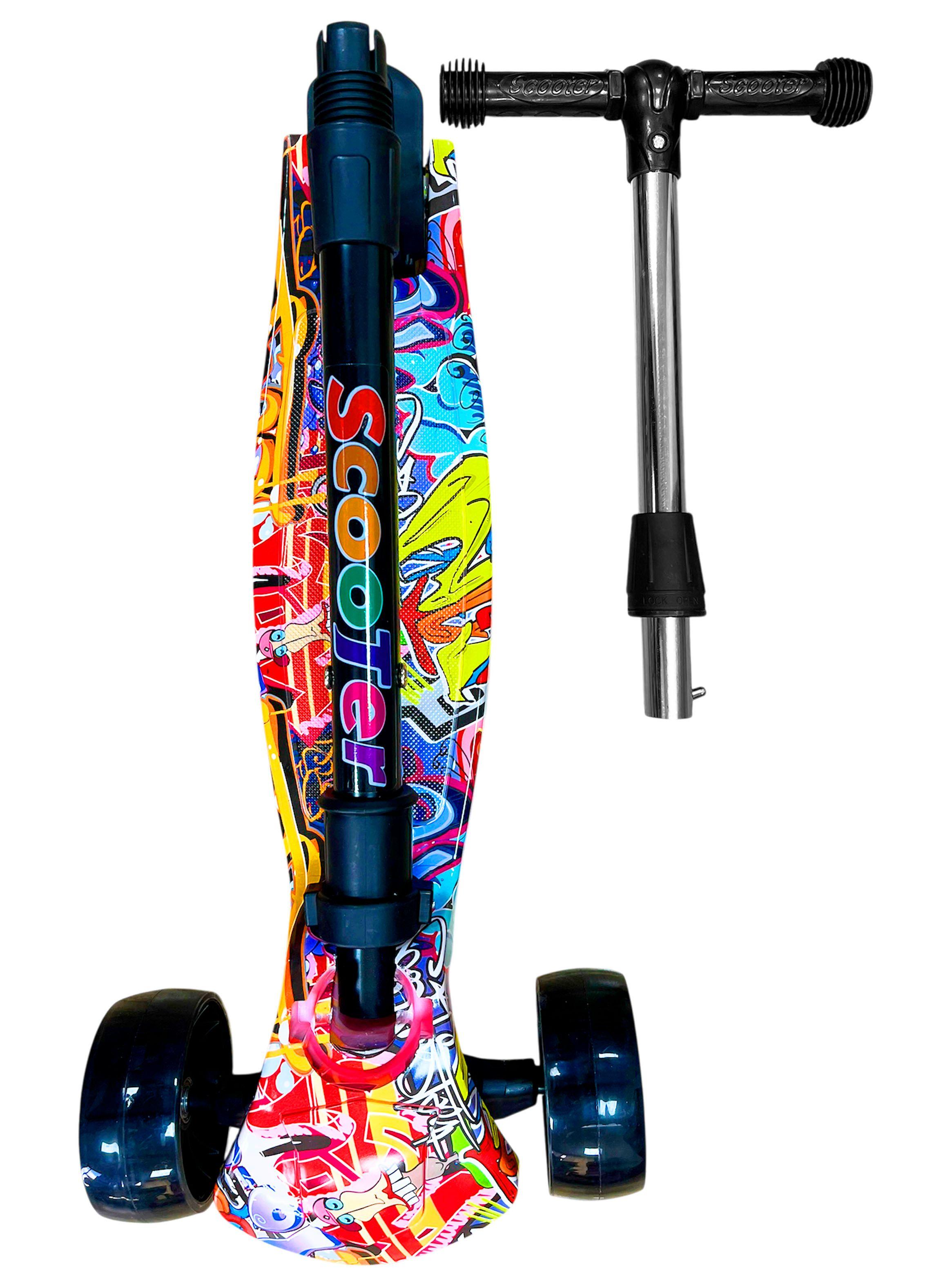 Monopatin Scooter Infantil Plegable 3 Ruedas Estampado Rojo-1