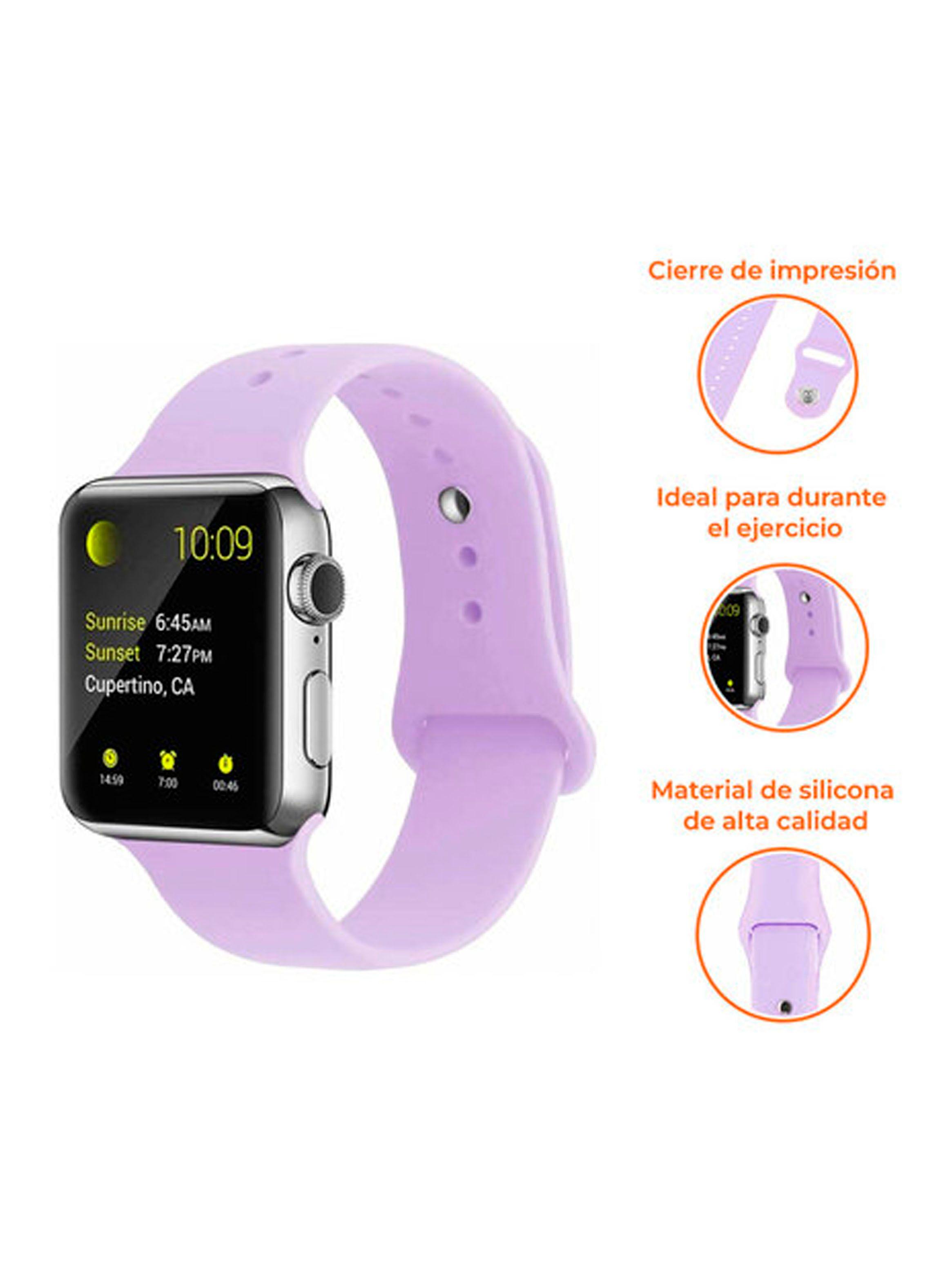 Correa Compatible Con Apple Watch 42mm 44mm 45mm Goma Lila-2