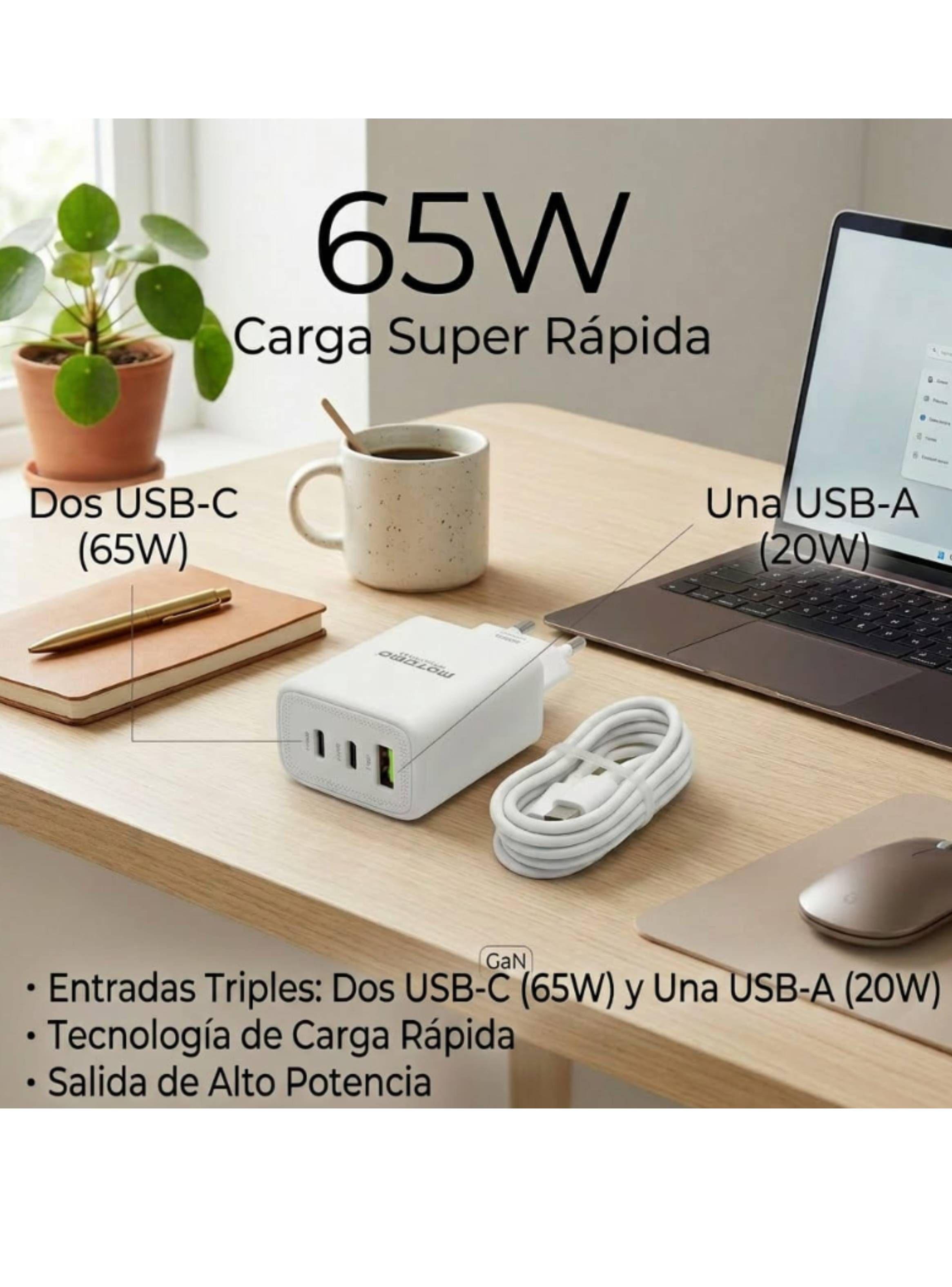 Cargador USB-C A USB-C COMPATIBLE CON IPHONE ANDROID 65W-7