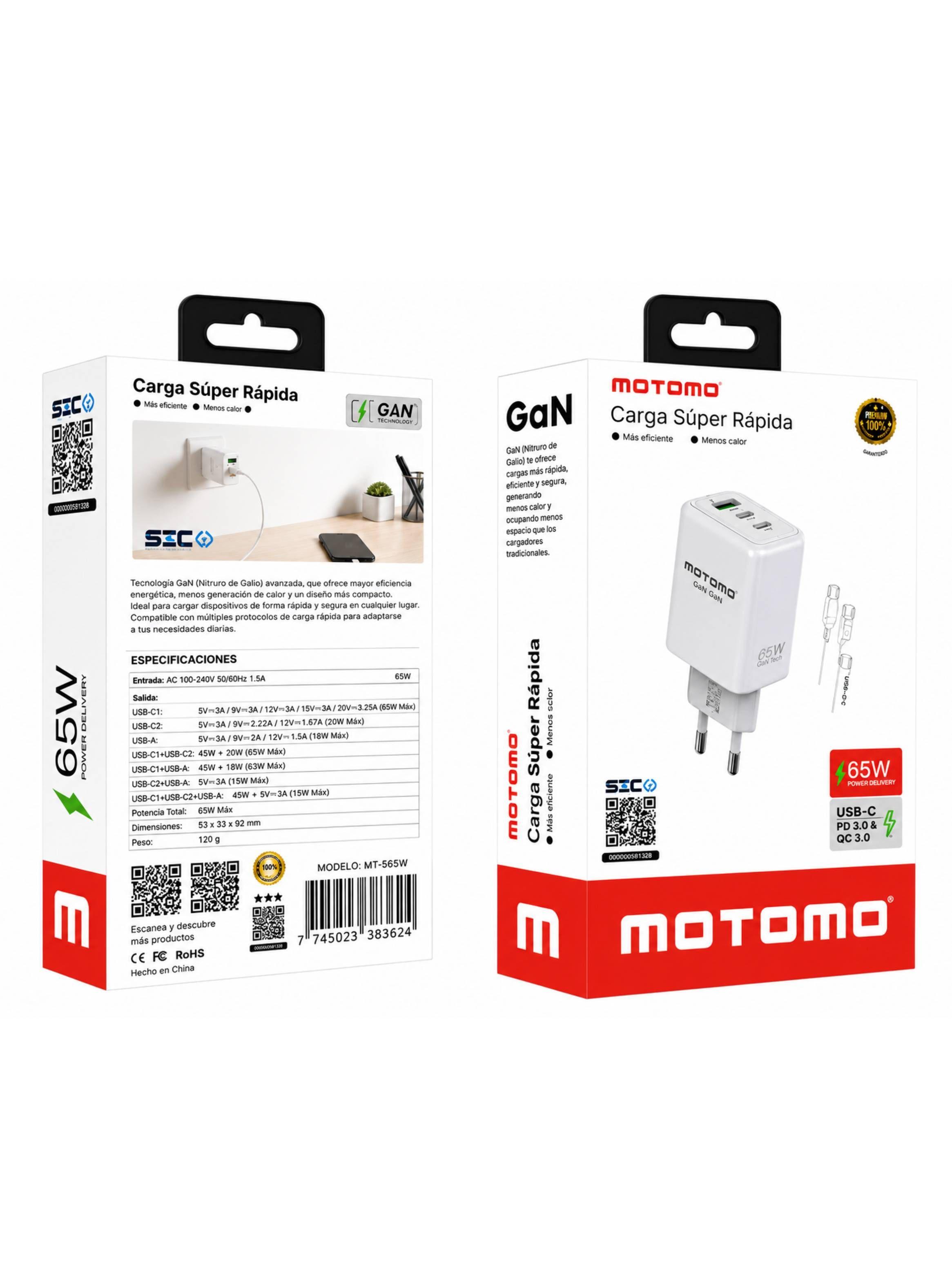 Cargador USB-C A USB-C COMPATIBLE CON IPHONE ANDROID 65W-0