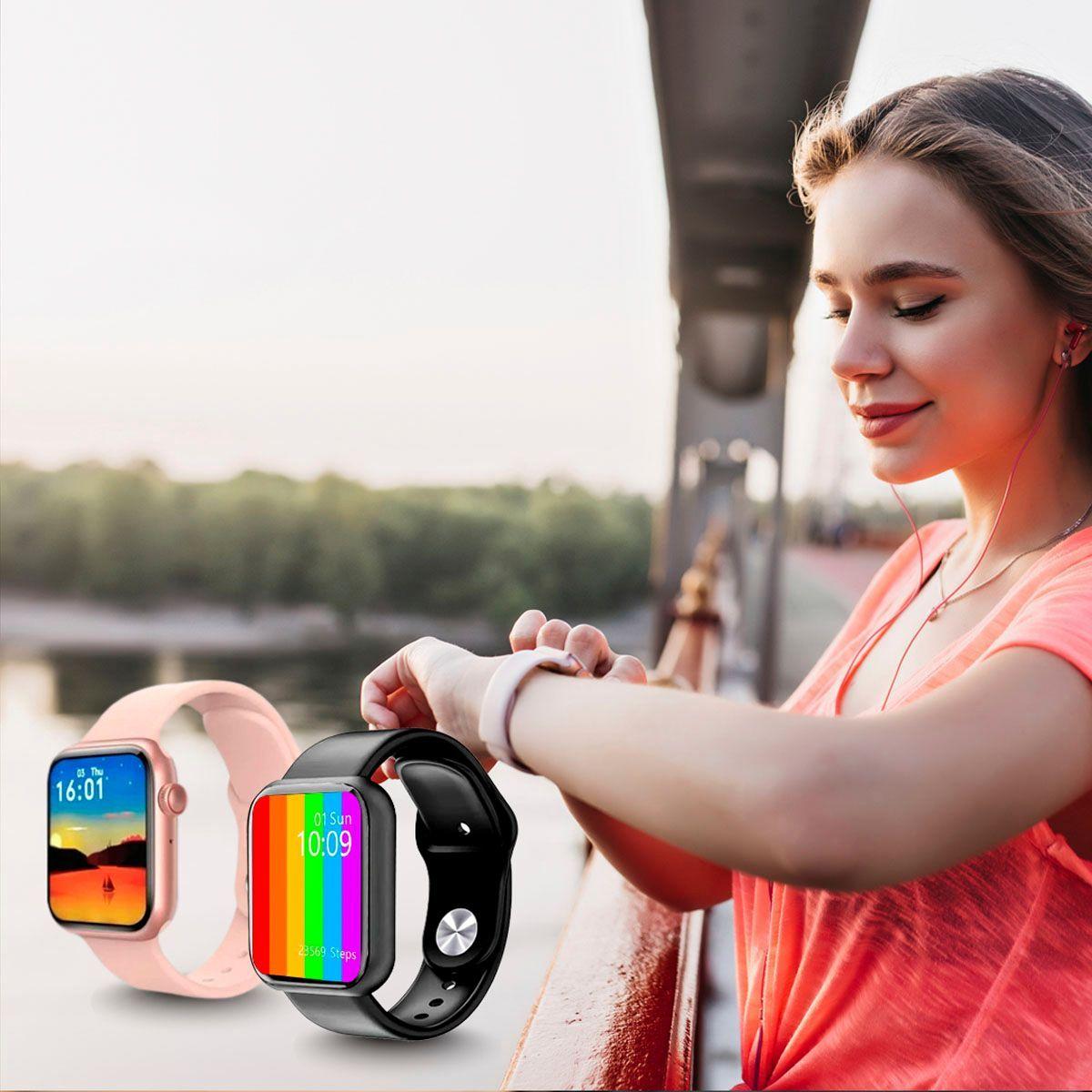 Smartwatch W26 Plus Pantalla Touch Resistente Al Agua Rosa -2
