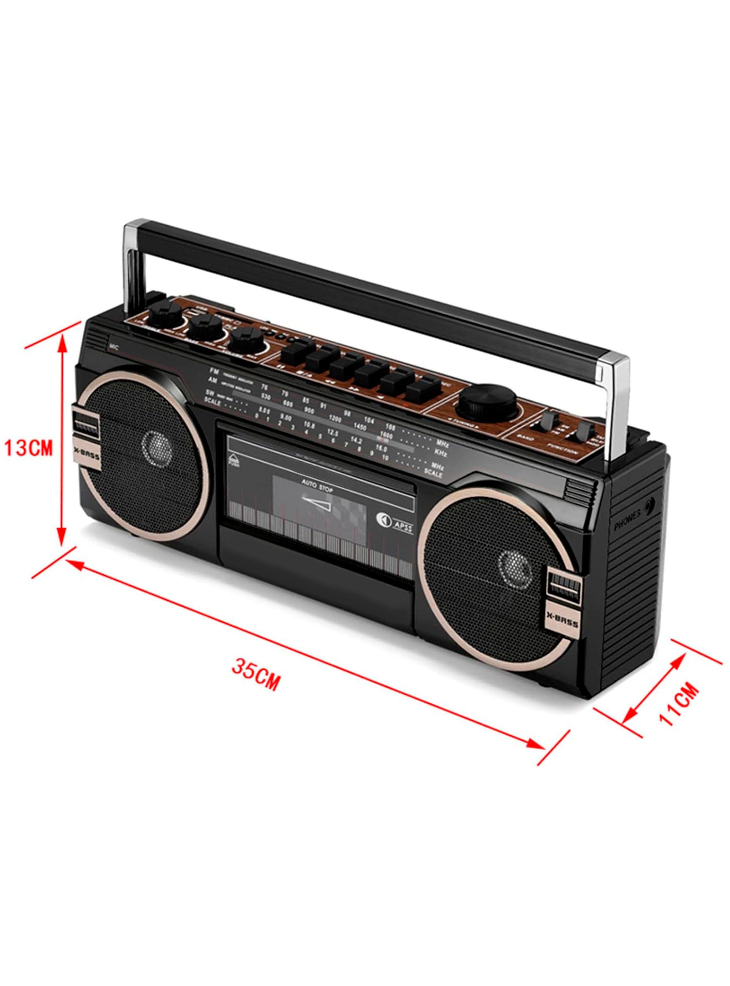 Radio Cassette Portatil Bluetooth Audio Pro AM FM Negro-2