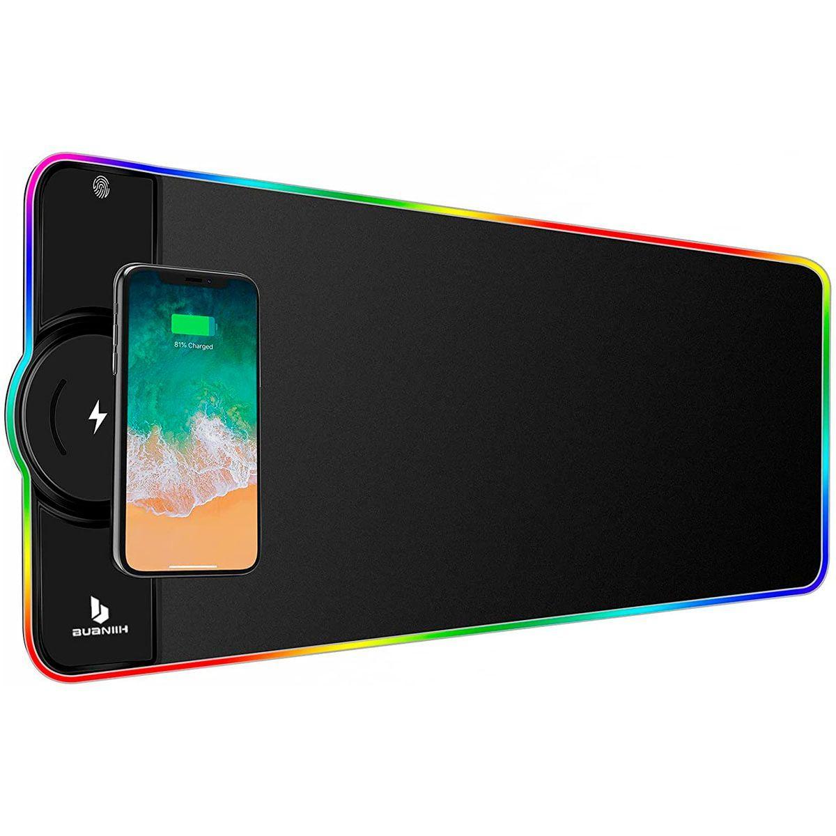 Mouse Pad Con Luces RGB Gamer Con Carga Inalámbrica De 10 W-0