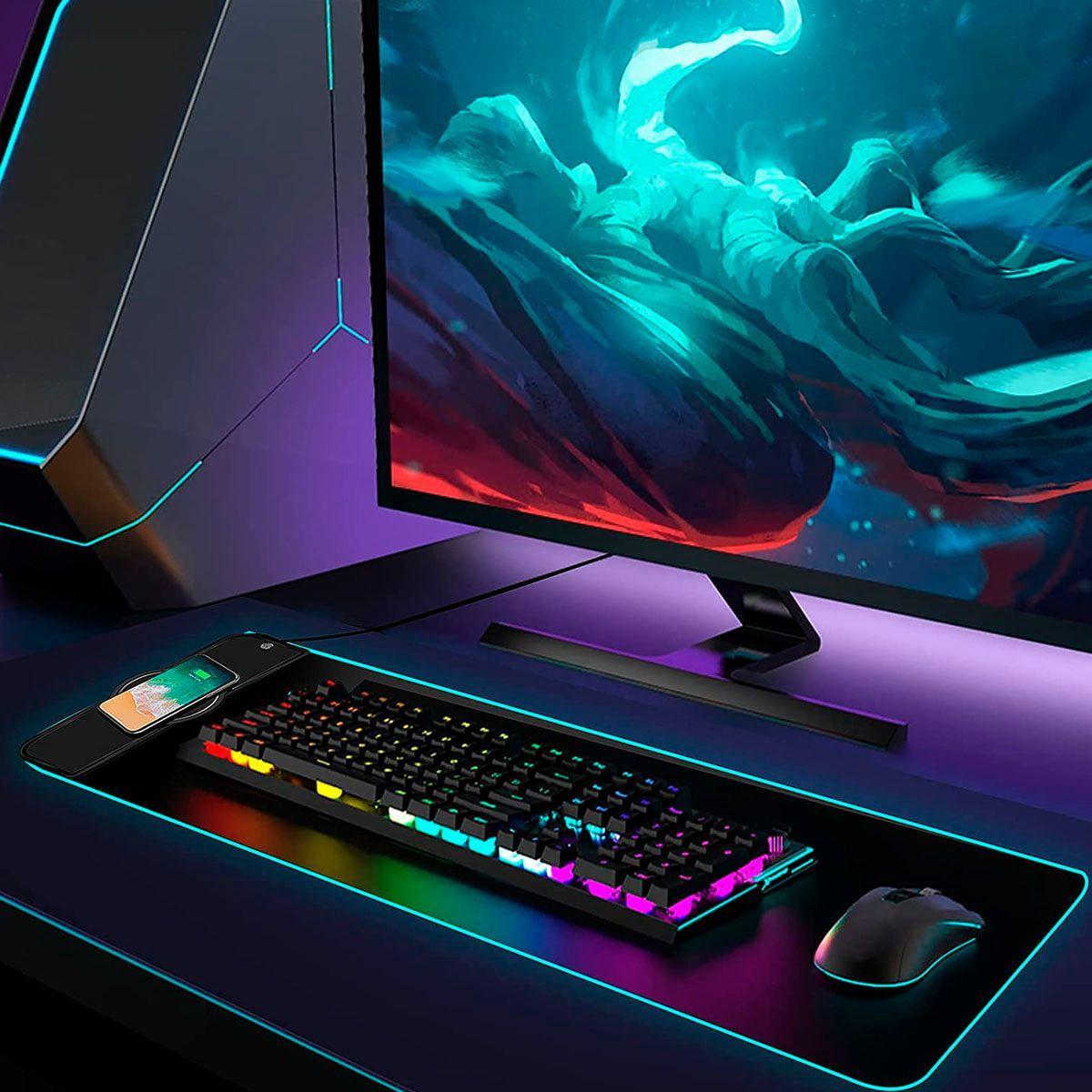 Mouse Pad Con Luces RGB Gamer Con Carga Inalámbrica De 10 W-4