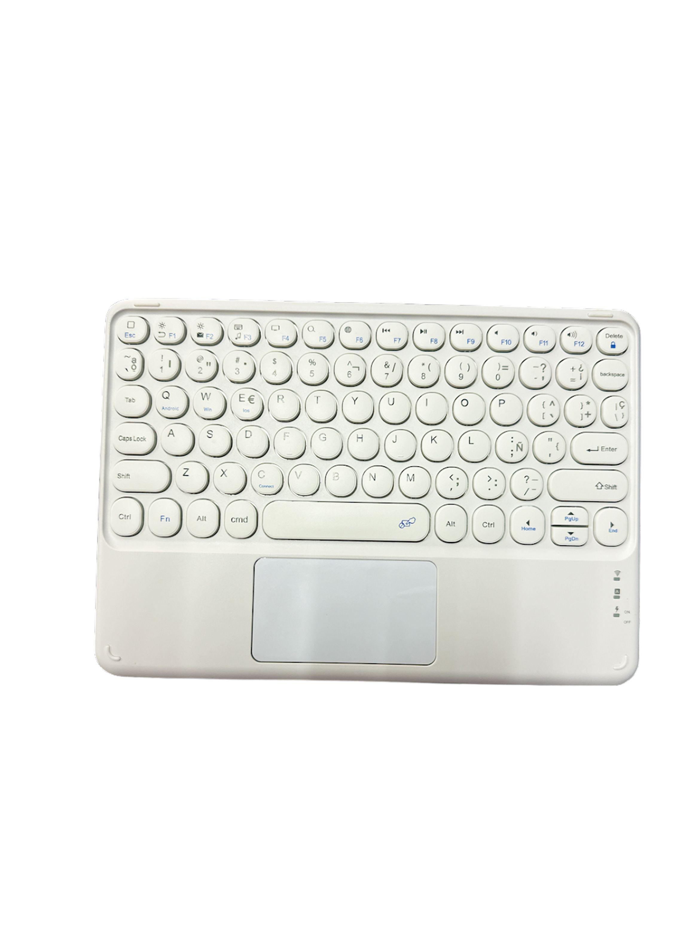 Teclado TouchPad Bluetooth Inalámbrico Tablet PC Blanco-0