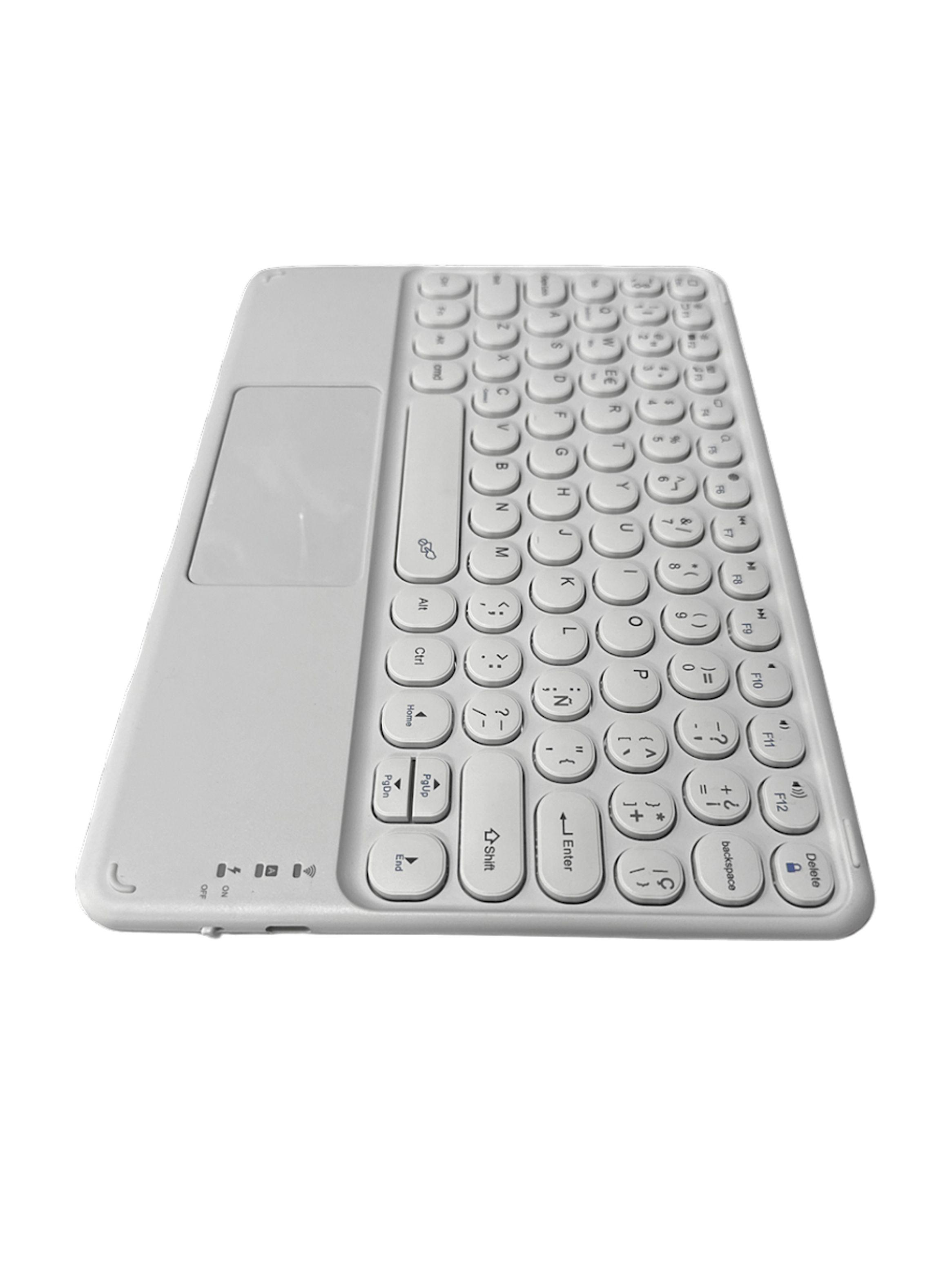 Teclado TouchPad Bluetooth Inalámbrico Tablet PC Blanco-1