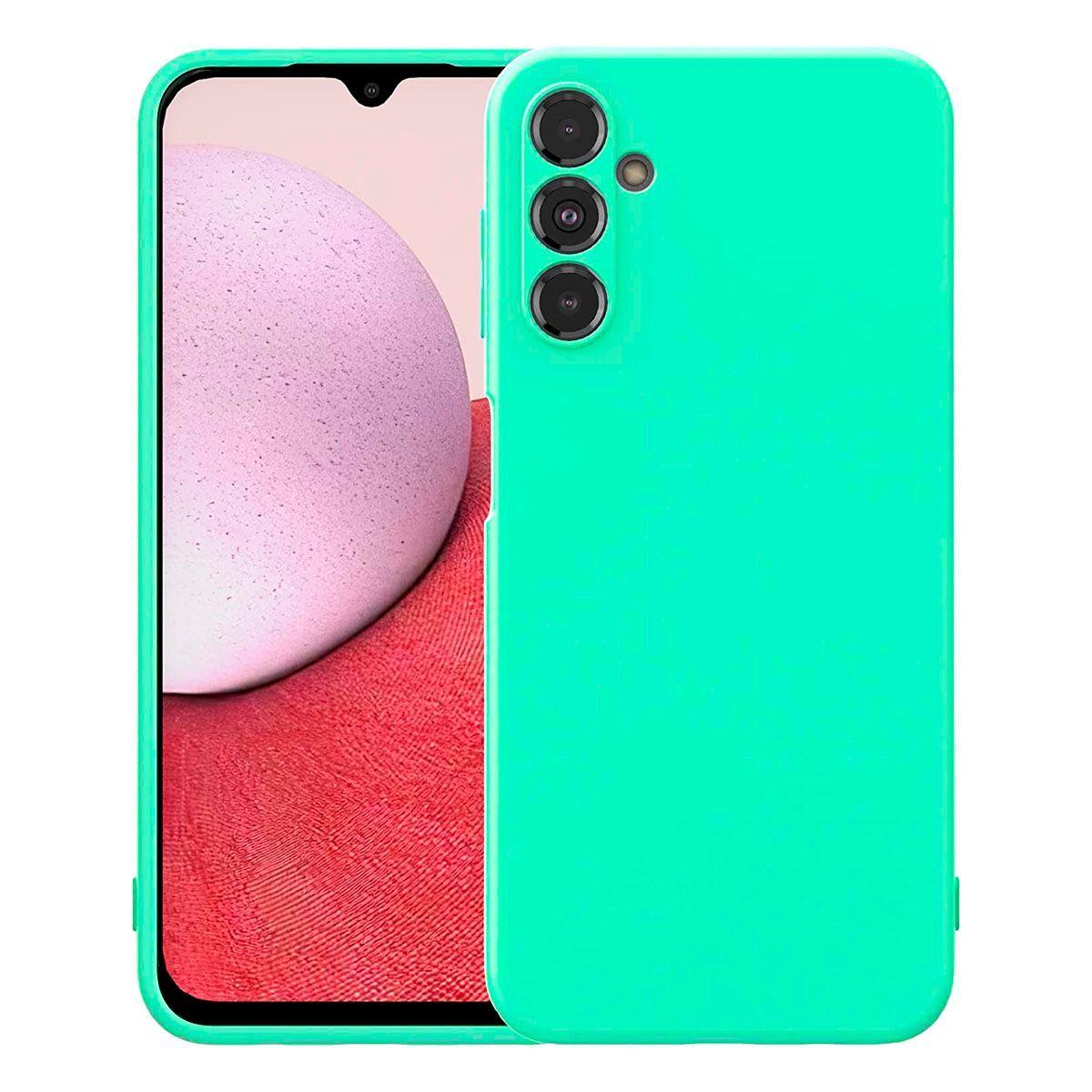 Carcasa Para Samsung A14 Goma Color Turquesa-0