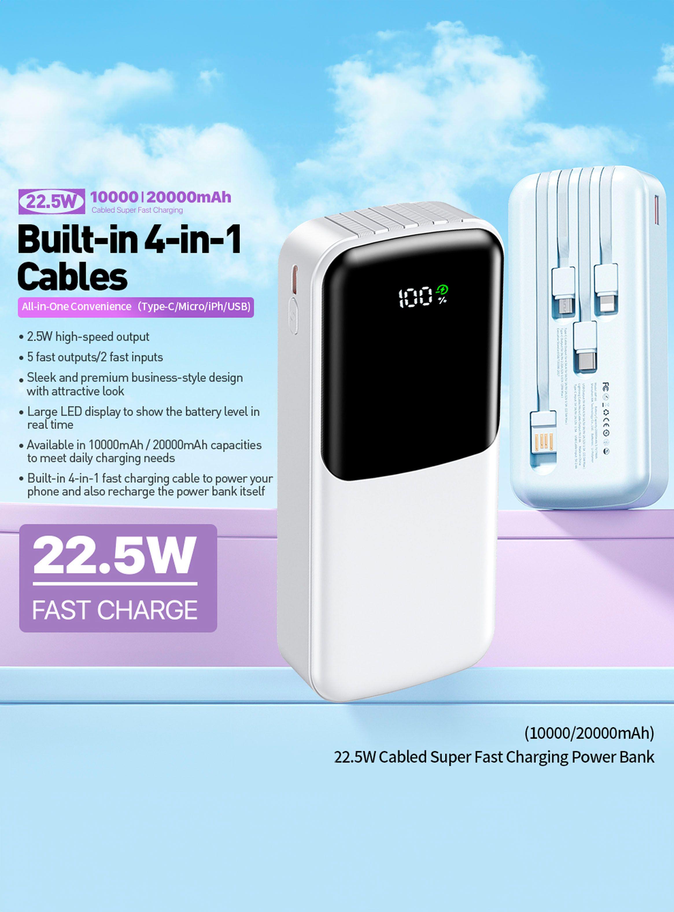 Bateria Externa Power Bank Carga Rapida 10000ma TL780 Blanco-2