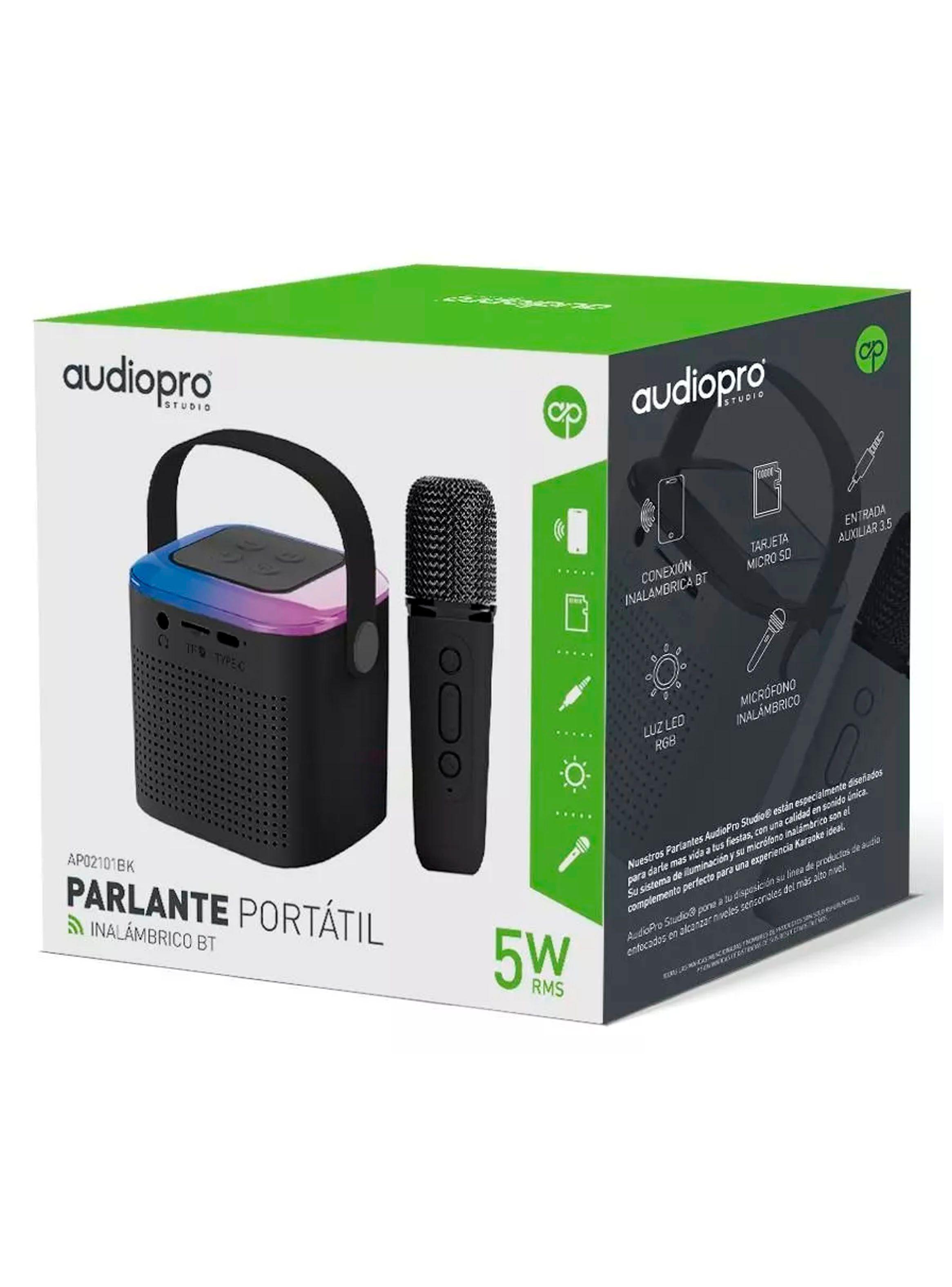 Parlante Bluetooth Portatil Karaoke Luces RGB AP02101 Negro-3