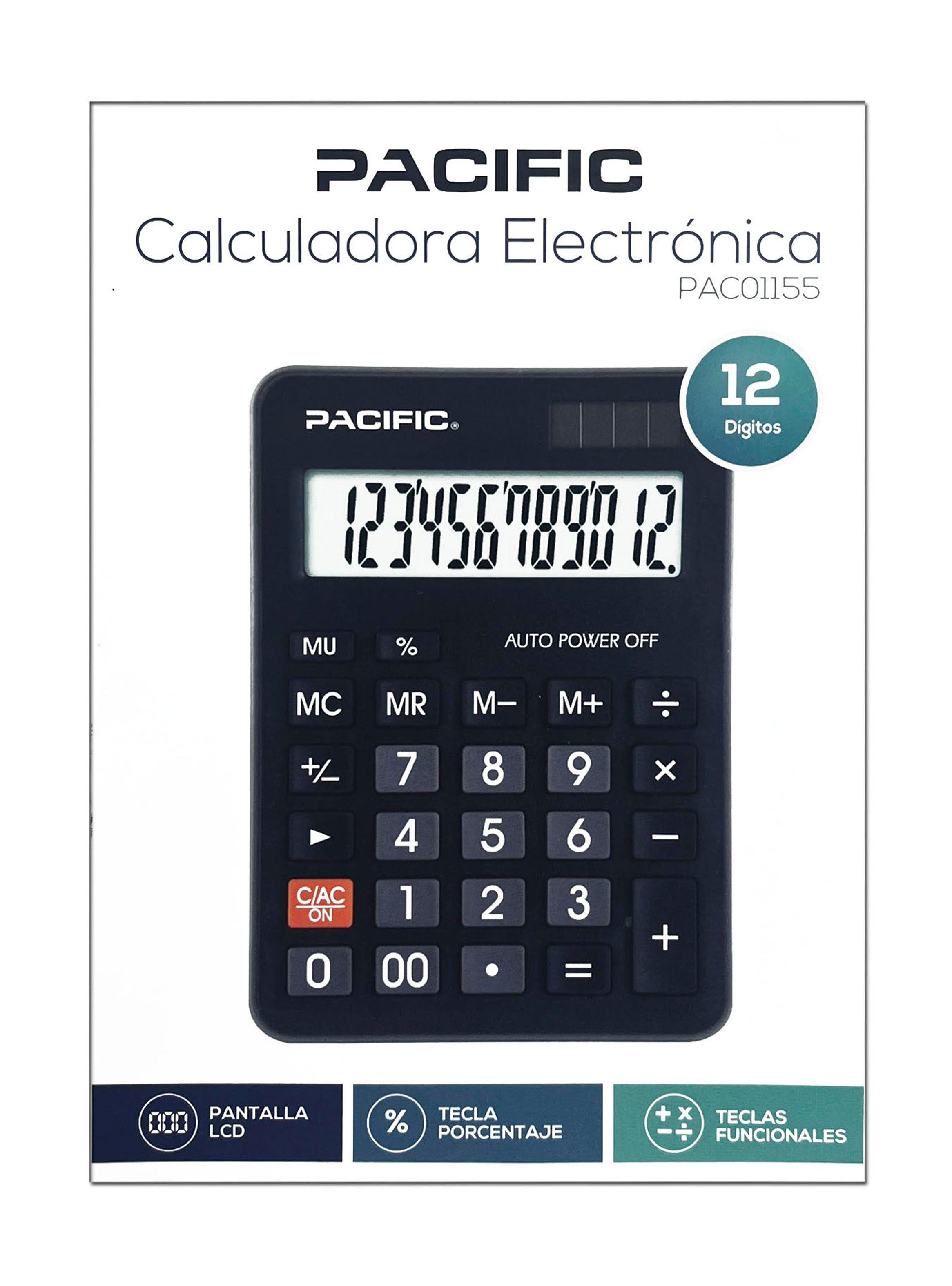 Calculadora Electrónica 12 Digit Pantalla LCD PAC01155 Negro-3