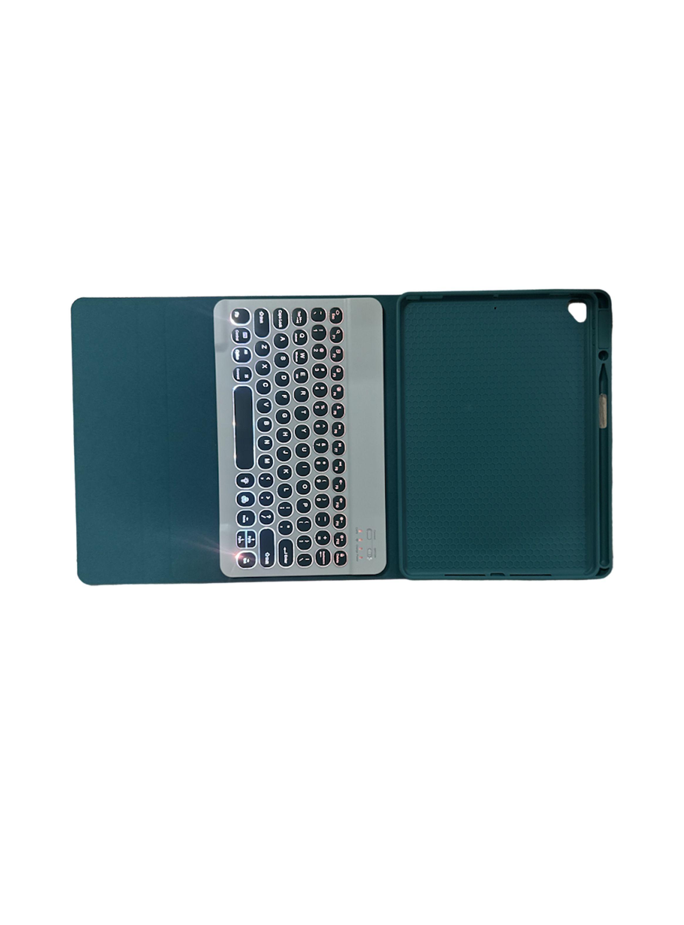 Funda Con Teclado iluminado Ñ Para iPad 10.2 7 8 9na Verde-3