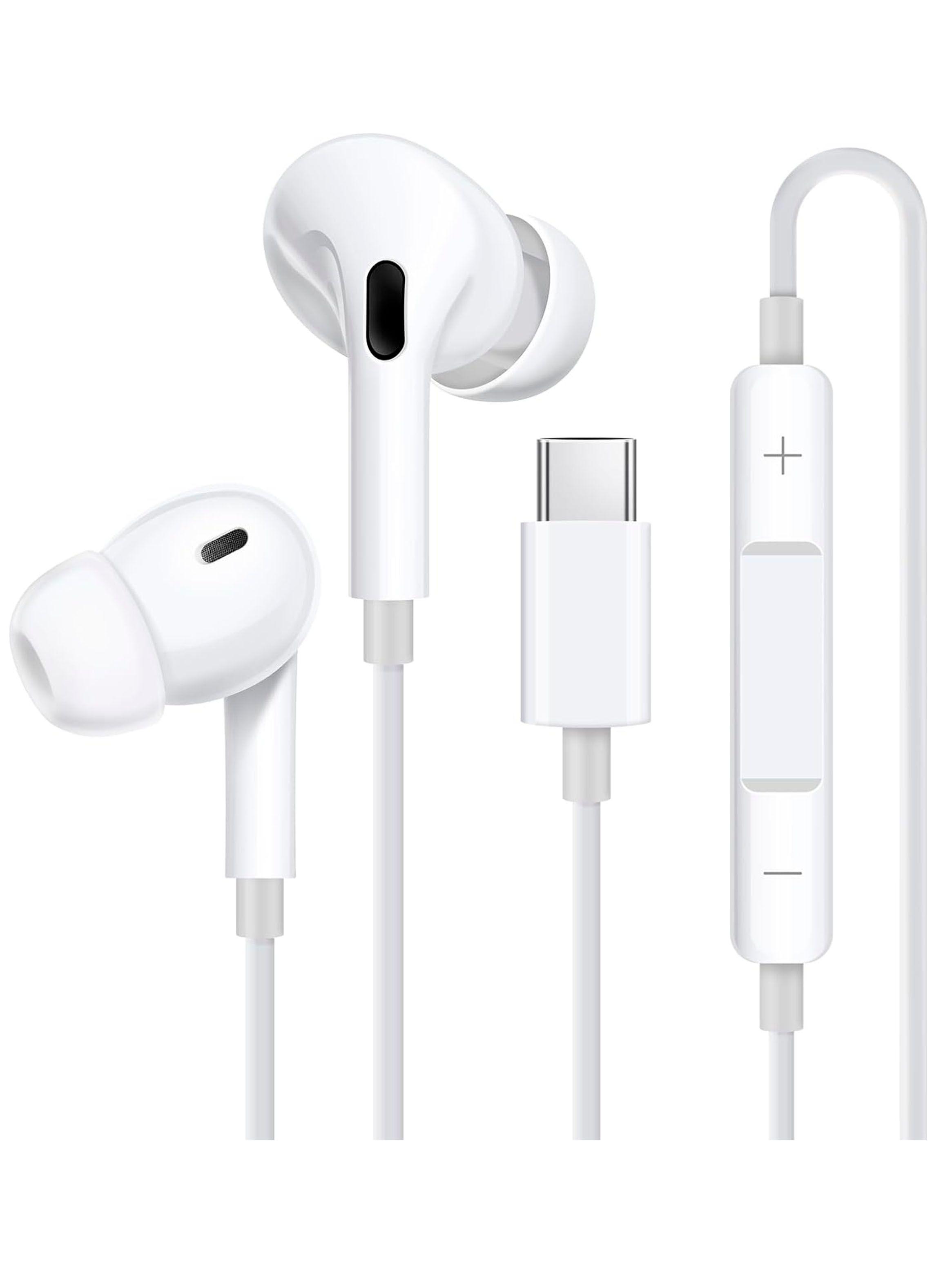 Audifono Con Cable USB-C Manos Libre Control Volumen Blanco-0