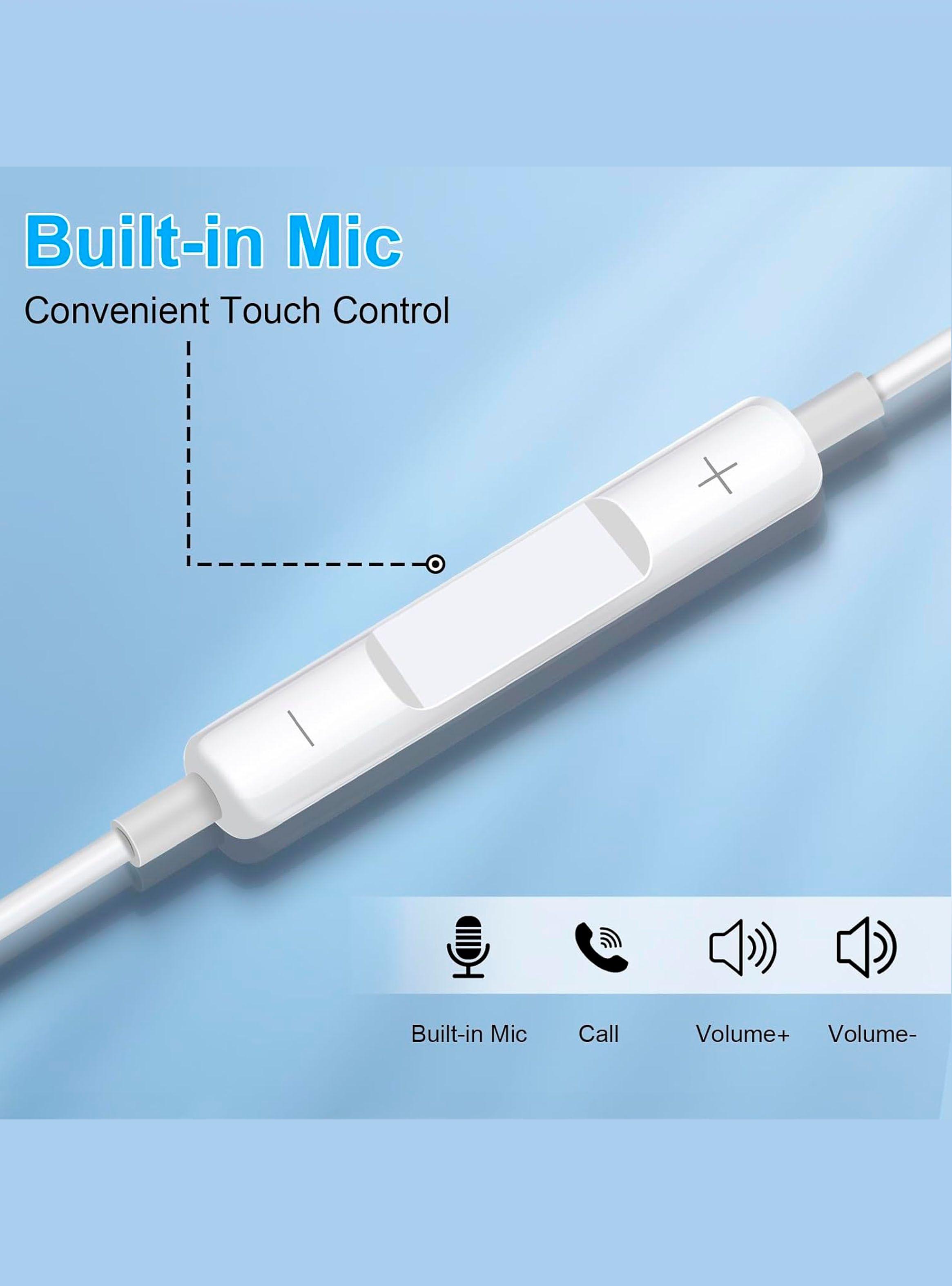 Audifono Con Cable USB-C Manos Libre Control Volumen Blanco-3