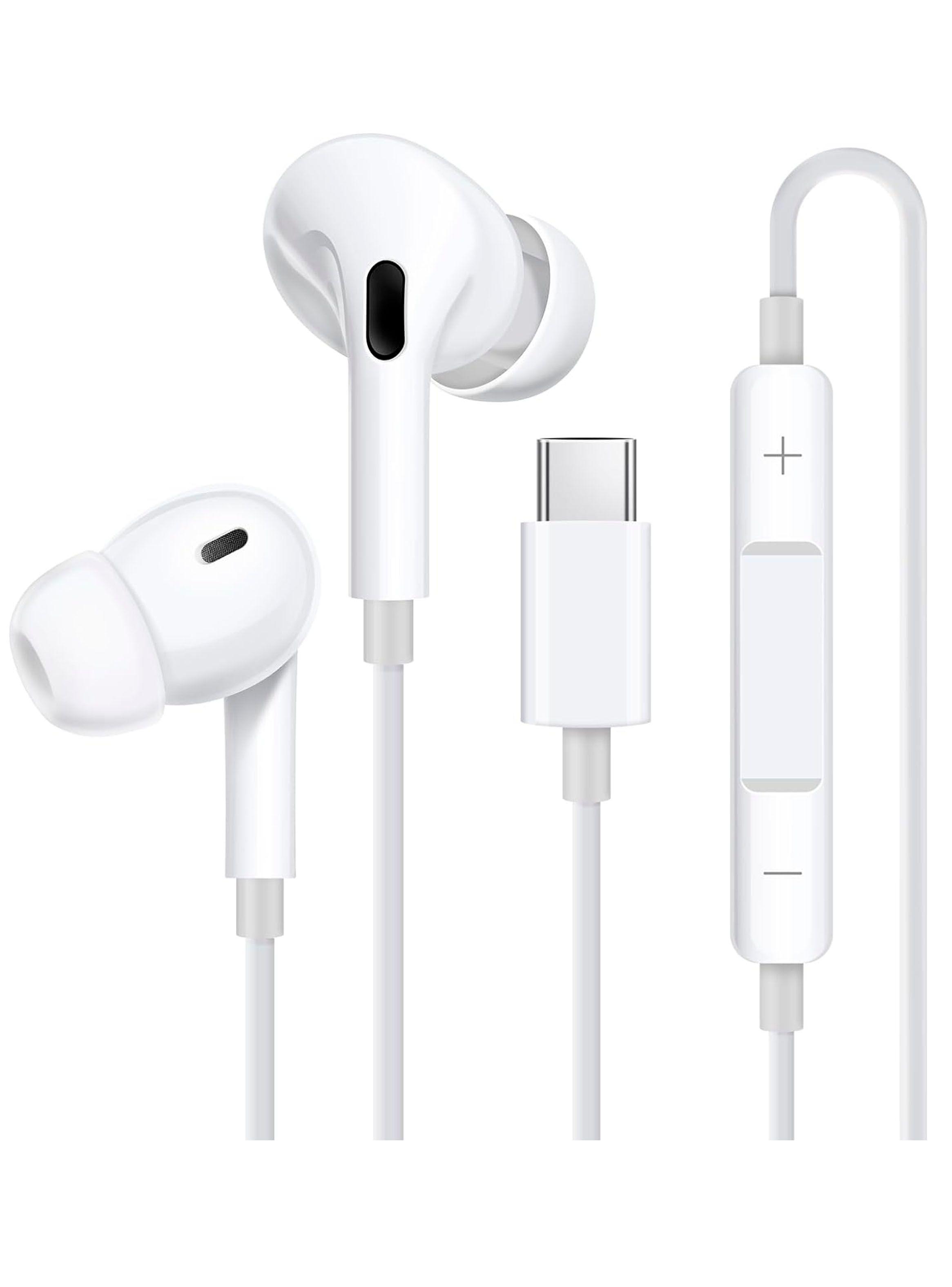 Audifono Con Cable USB-C Manos Libre Control Volumen Blanco-0