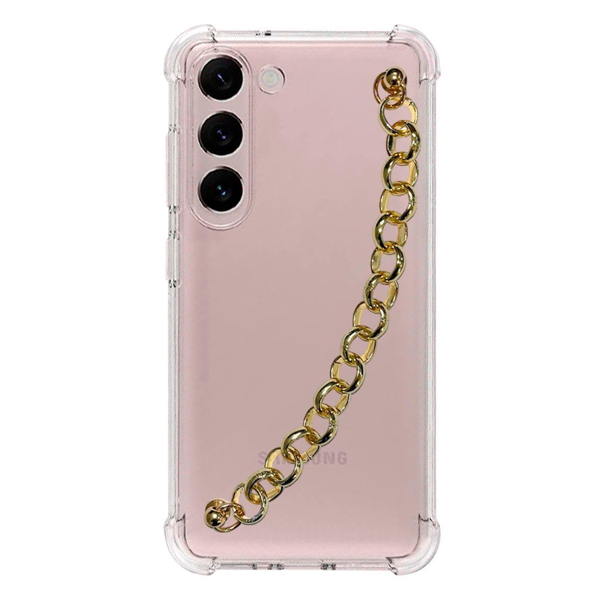 Carcasa Transparente Mas Strap Para Samsung S23 Aros Dorados-0