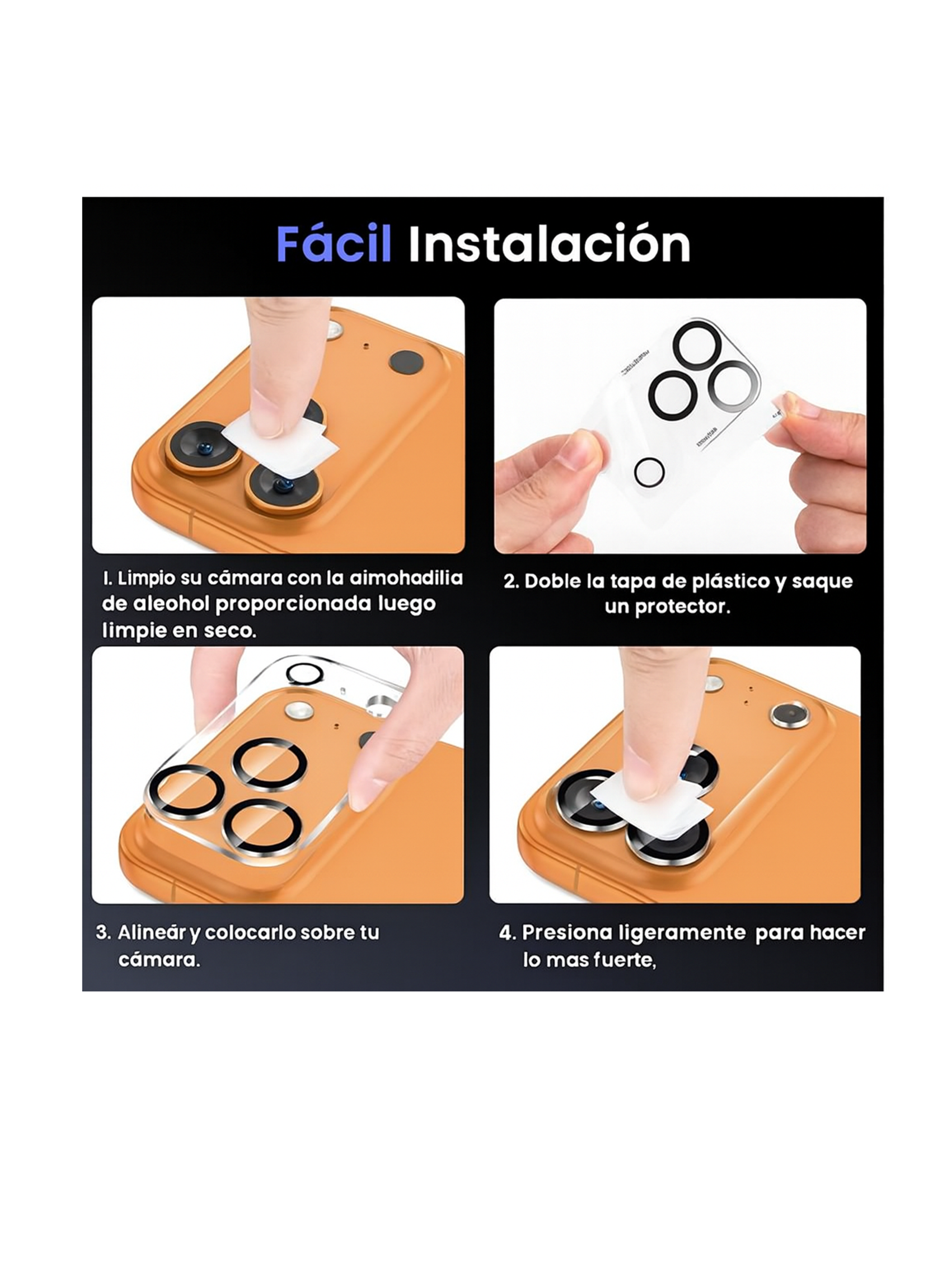 Lamina Mica Vidrio Completa Camara Para iPhone 17 Pro Max-5