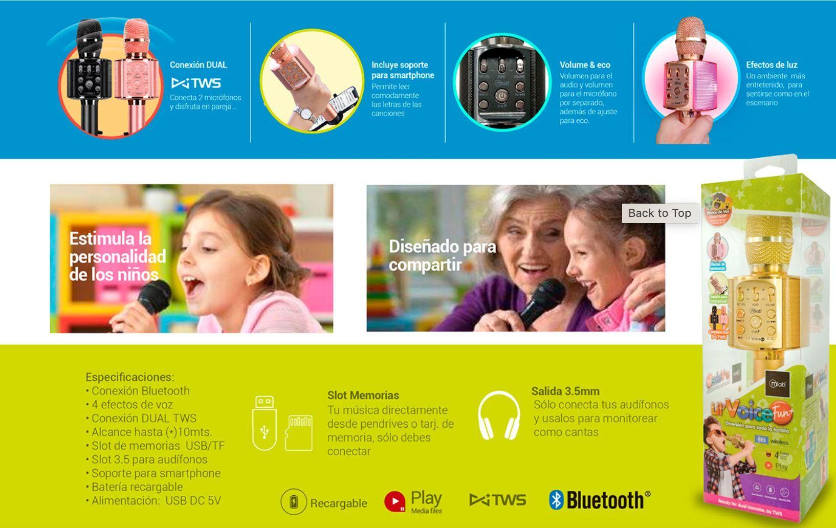 Micrófono Parlante Karaoke Bluetooth Inalámbrico Negro-3