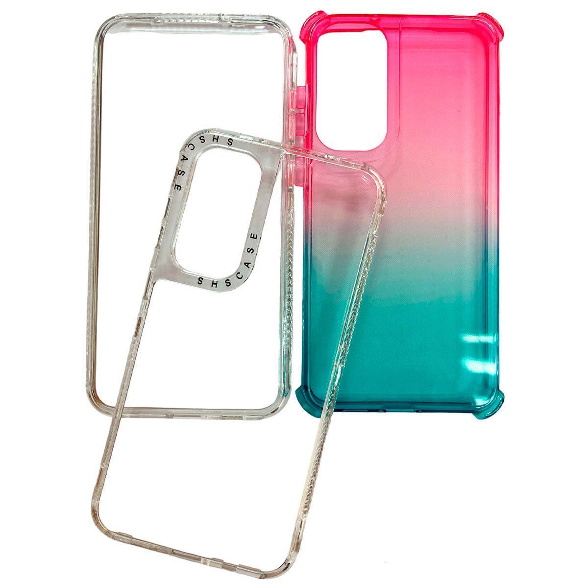 Carcasa Para Samsung S23 360° Transparente Degradado Rosa-Celeste-1