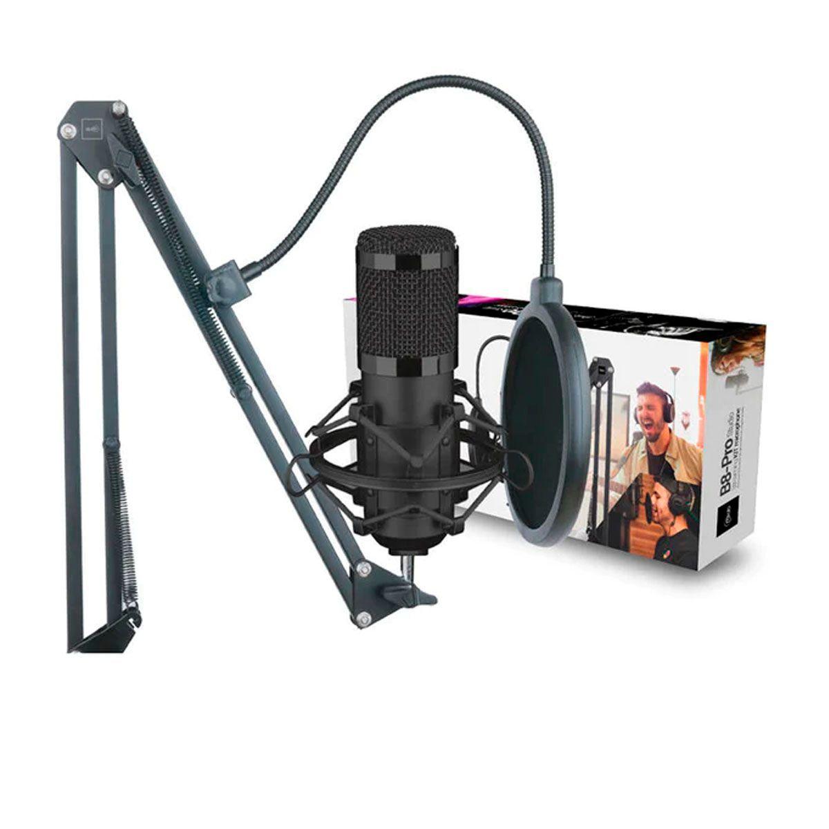 Kit Micrófono Condensador Microlab B8-Pro Studio 9032 Negro-1