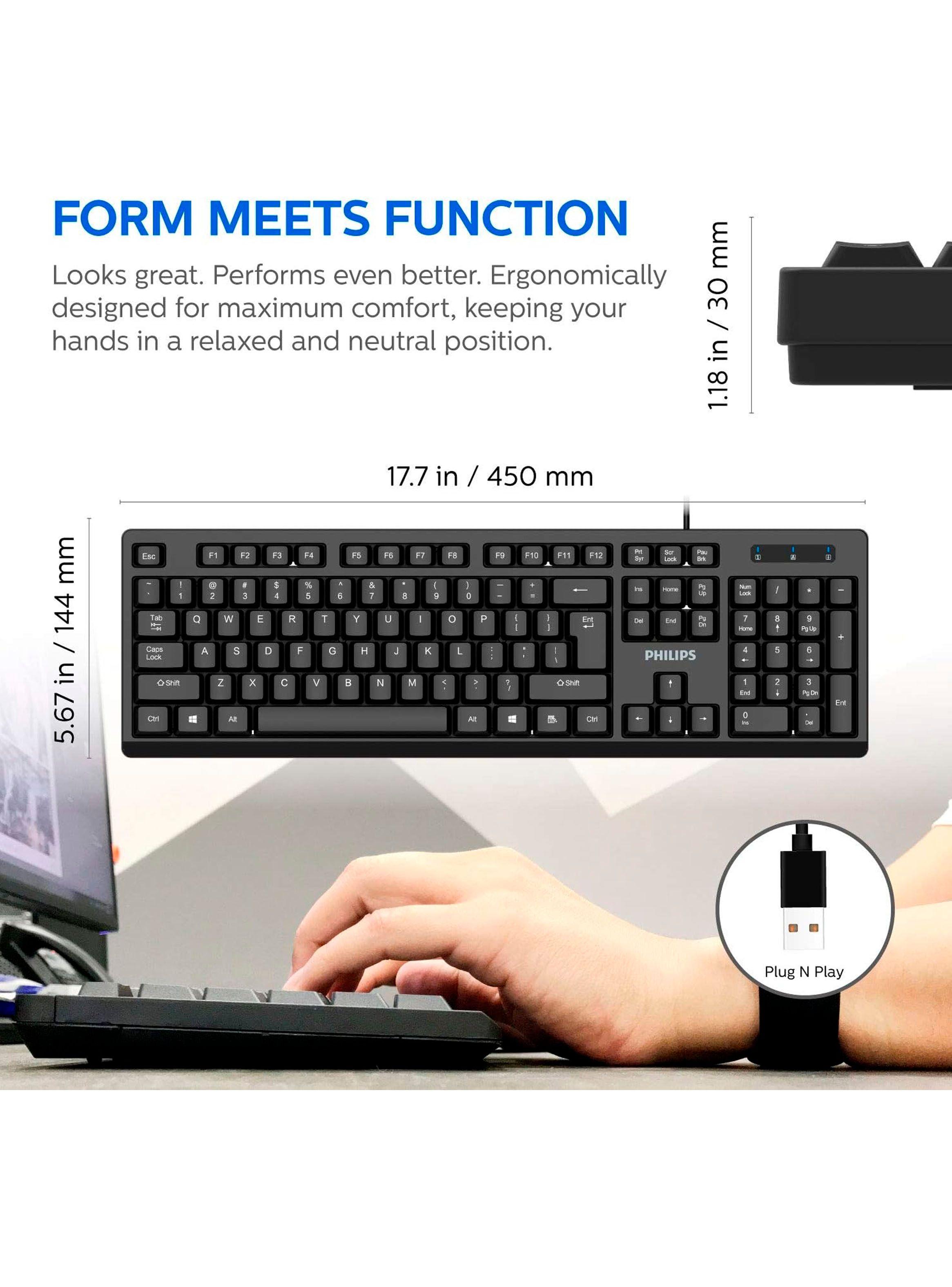 Teclado Con Cable USB Philips K234 Negro-1