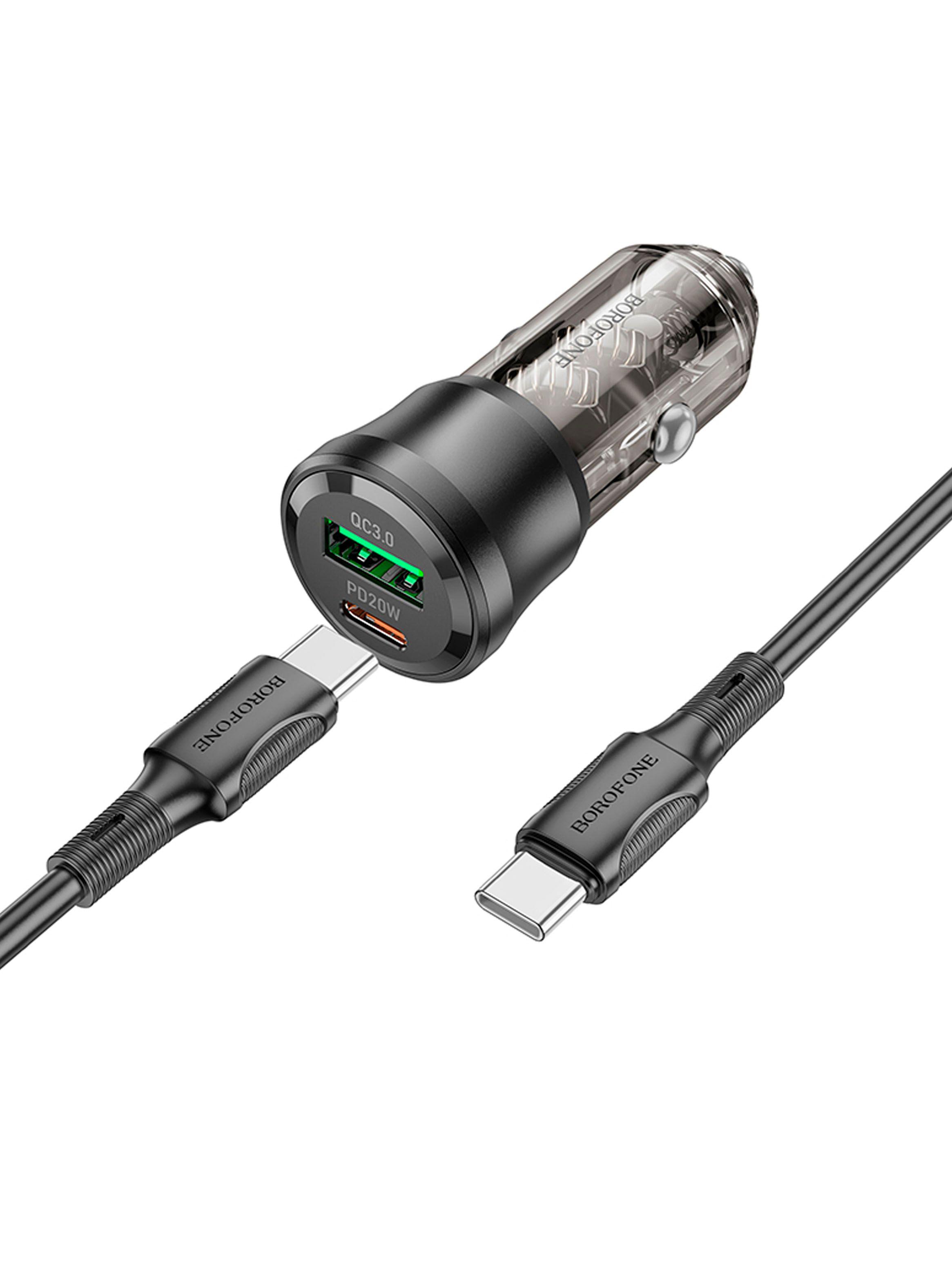 Cargador De Auto 38W Y Cable Compatible USB-C Borofone BZ25-2
