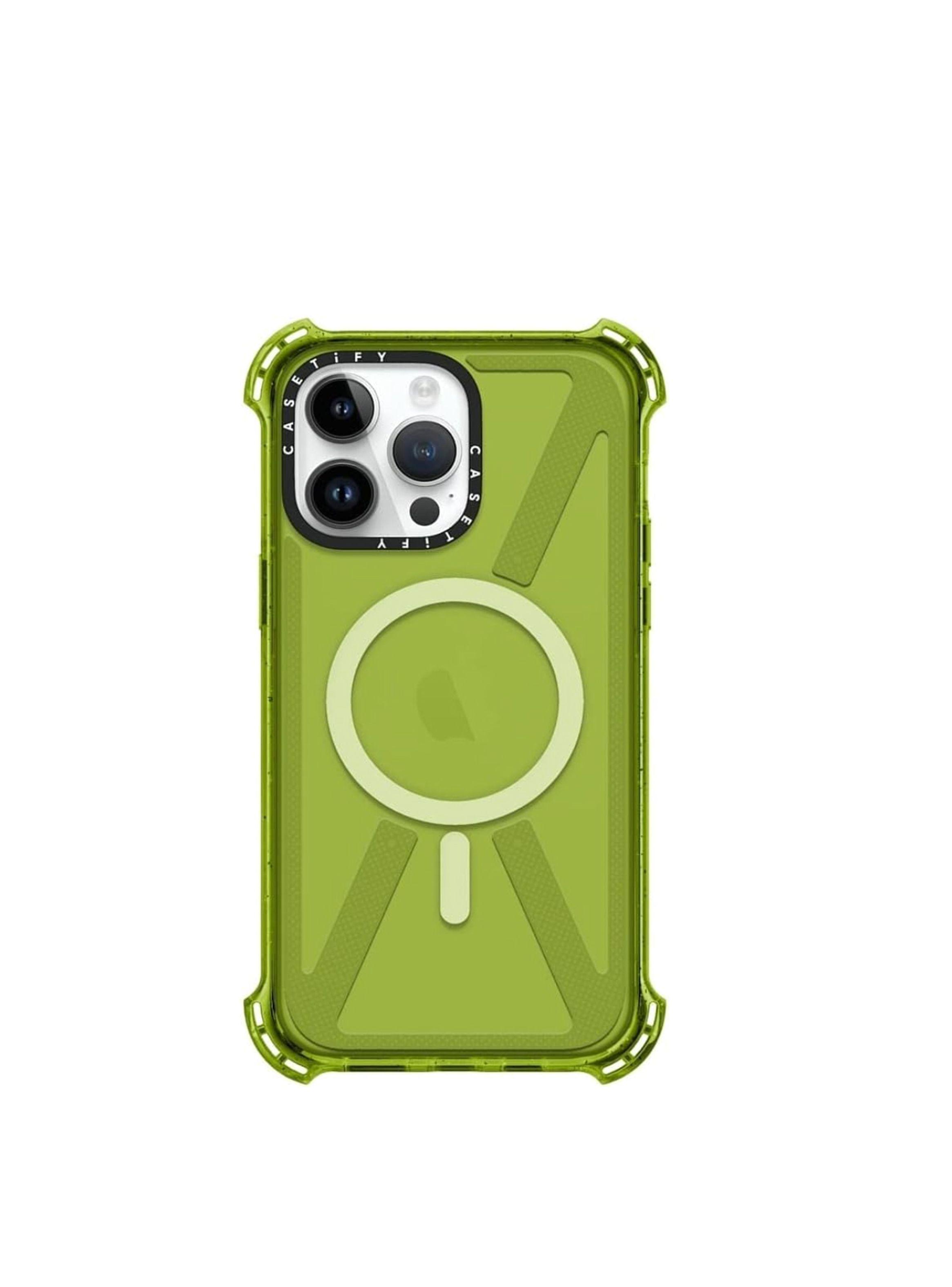 Carcasa Tipo Casetify Para iPhone 14 13 Fluor Verde-2