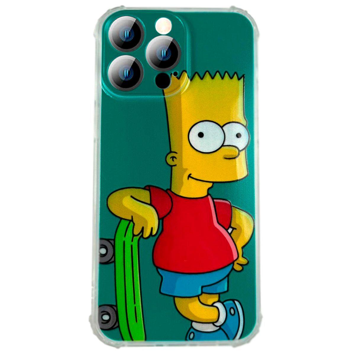 Carcasa Para iPhone 14 Pro Max Simpsons Bart Patineta Verde-0