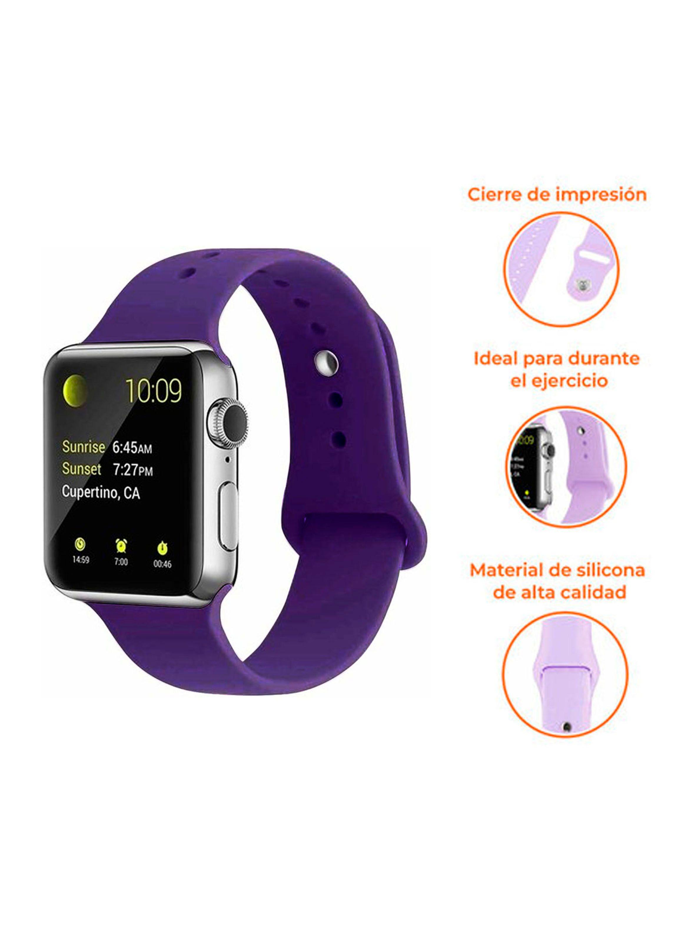 Correa Compatible Con Apple Watch 42mm 44mm 45mm Goma Morado-2