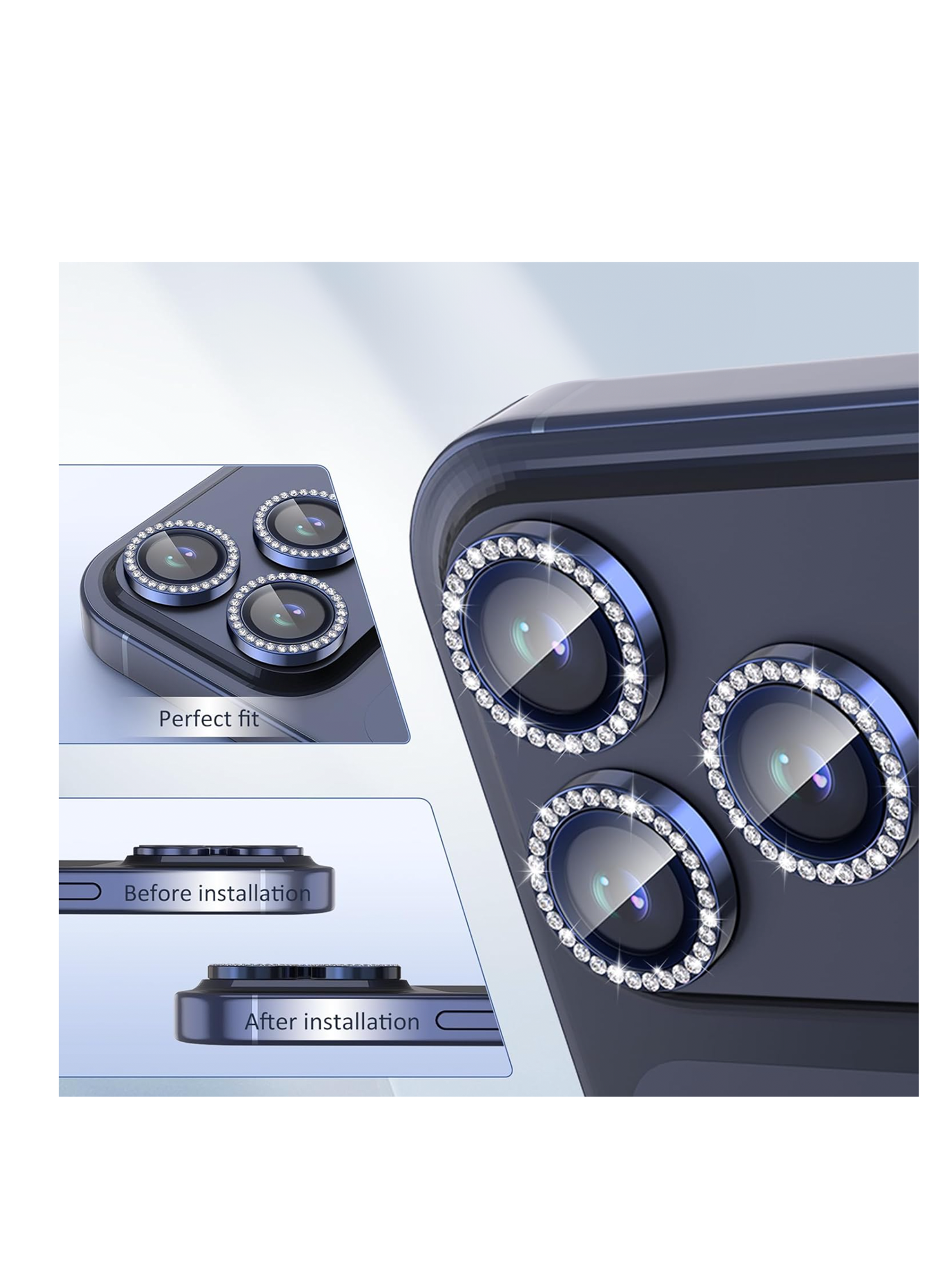Lamina Protectora De Cámara Brillo Para iPhone 17 Pro Max Azul-2