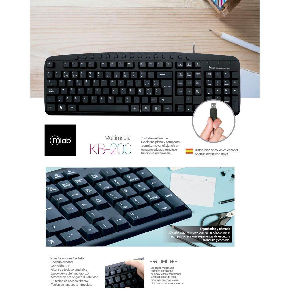 Teclado Microlab Usb Para Pc Multimedia KB-200 8338-1