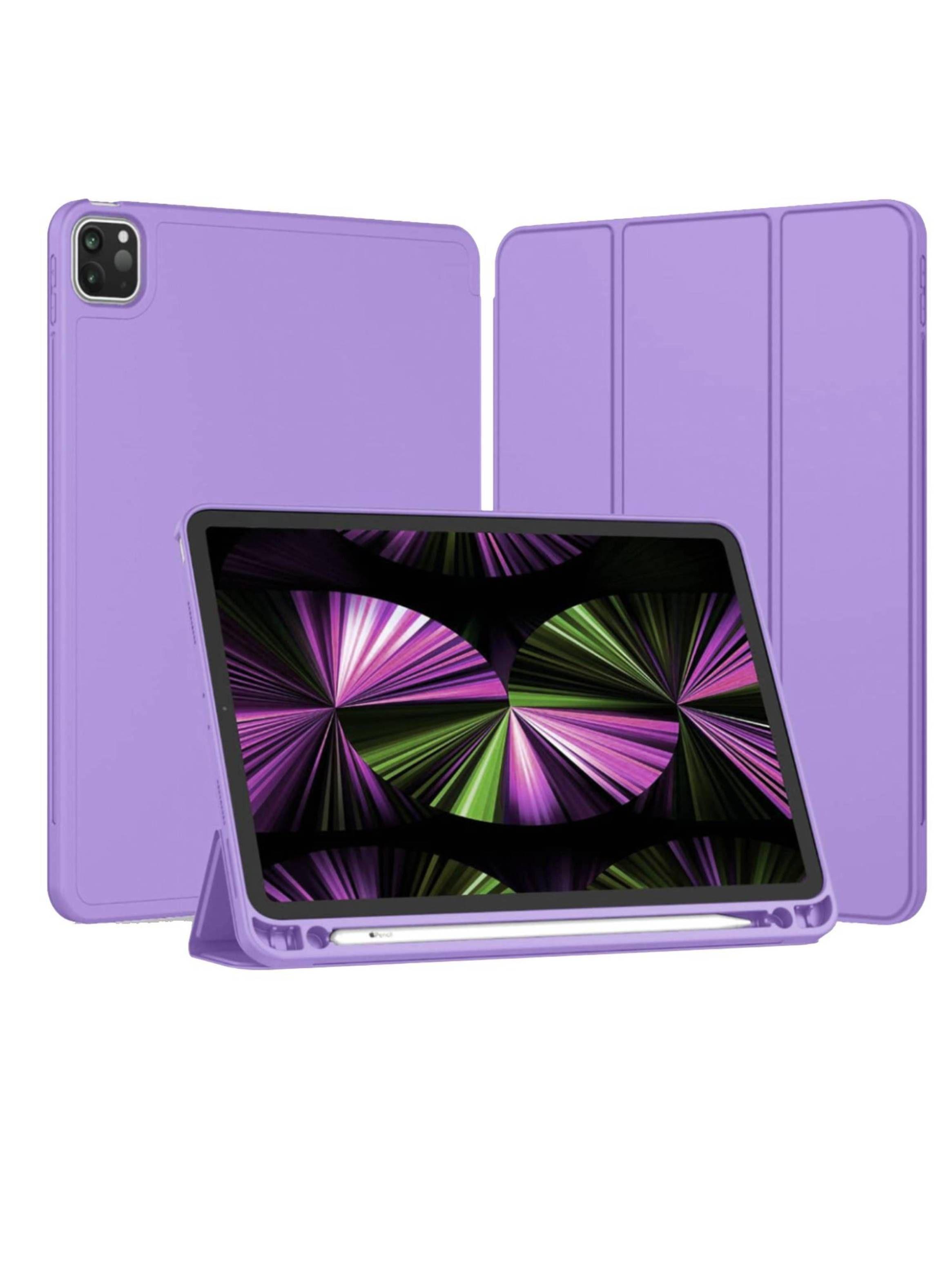 Carcasa Smart Cover Con Lamina Vidrio Compatible Con iPad 12.9 Lila-1