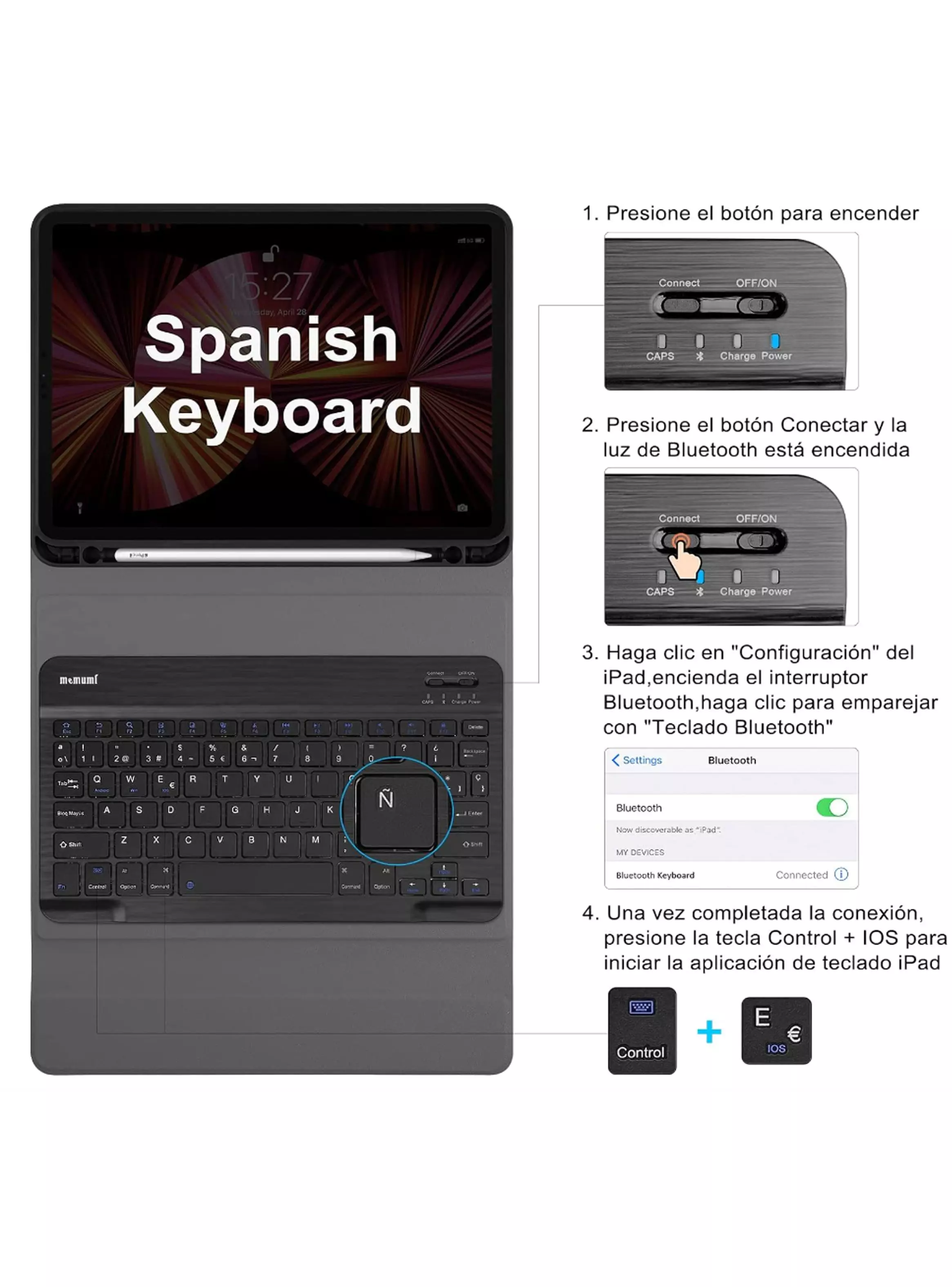 Funda Con Teclado Español Para iPad Pro 13 M5 2025-3