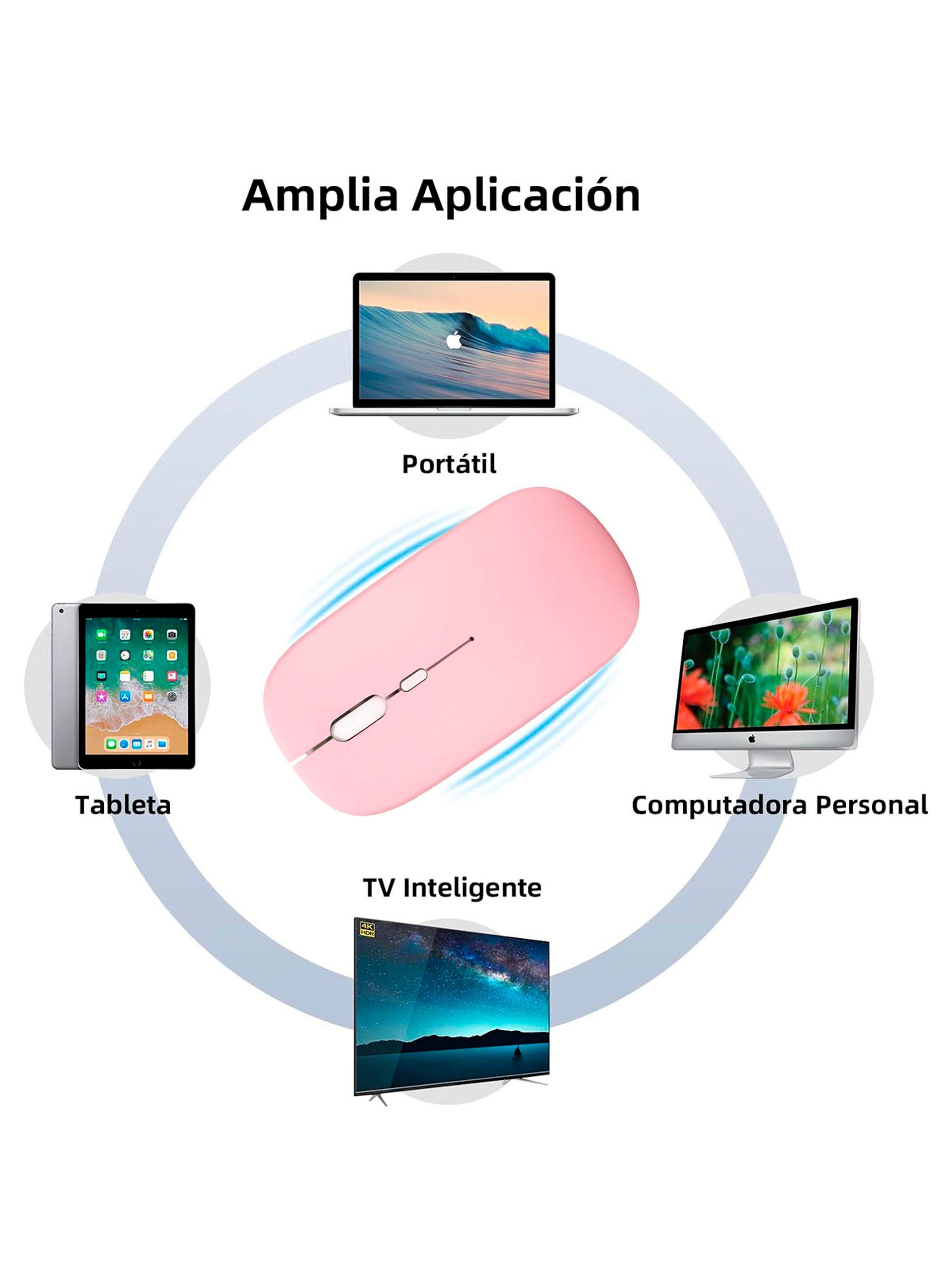 Mouse Inalambrico Recargable Bluetooth Receptor USB Rosa-2