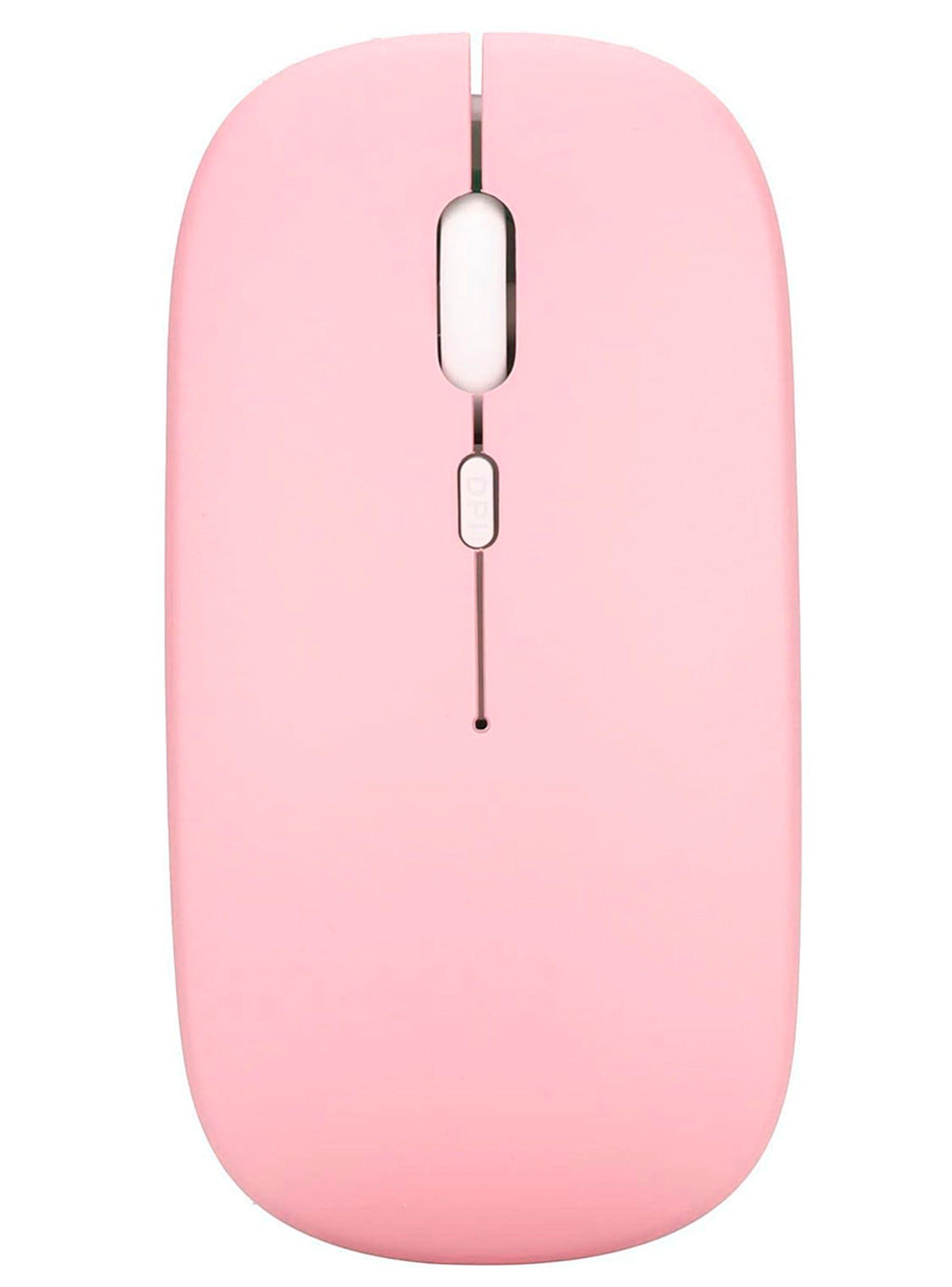 Mouse Inalambrico Recargable Bluetooth Receptor USB Rosa-3