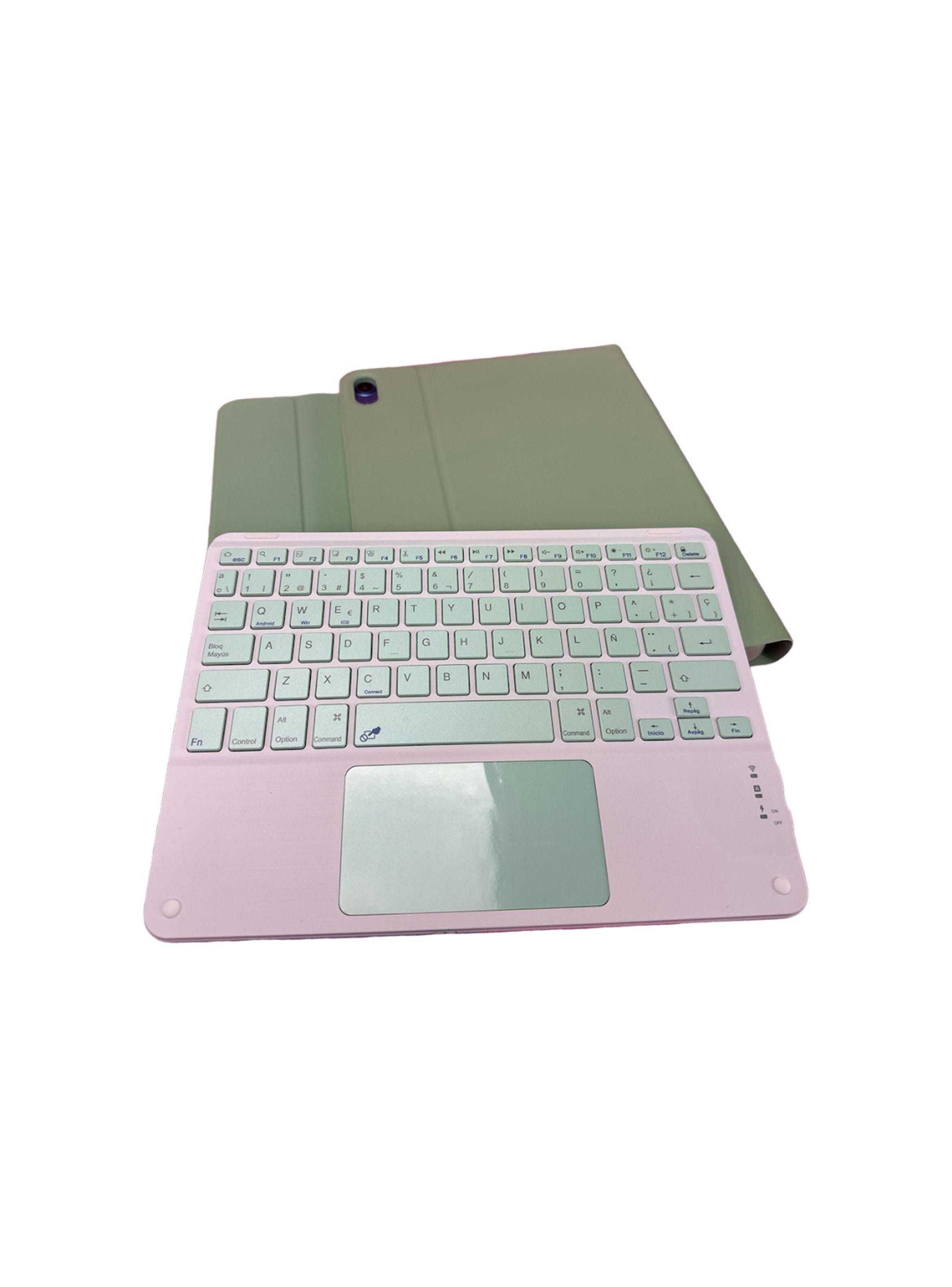 Funda Para iPad 10.2 7 8 9 Teclado Español Touchpad Turquesa-0