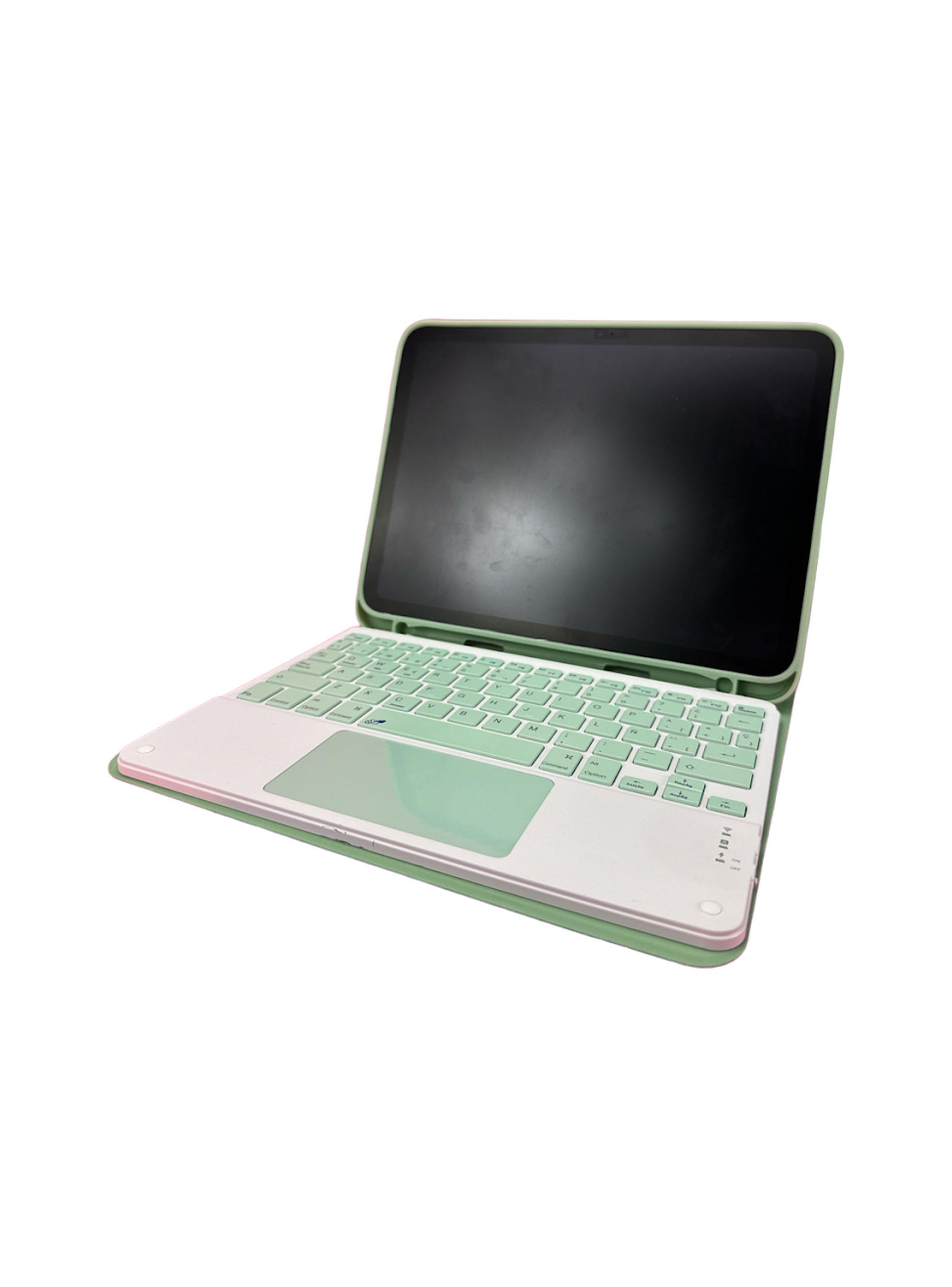 Funda Para iPad 10.2 7 8 9 Teclado Español Touchpad Turquesa-3