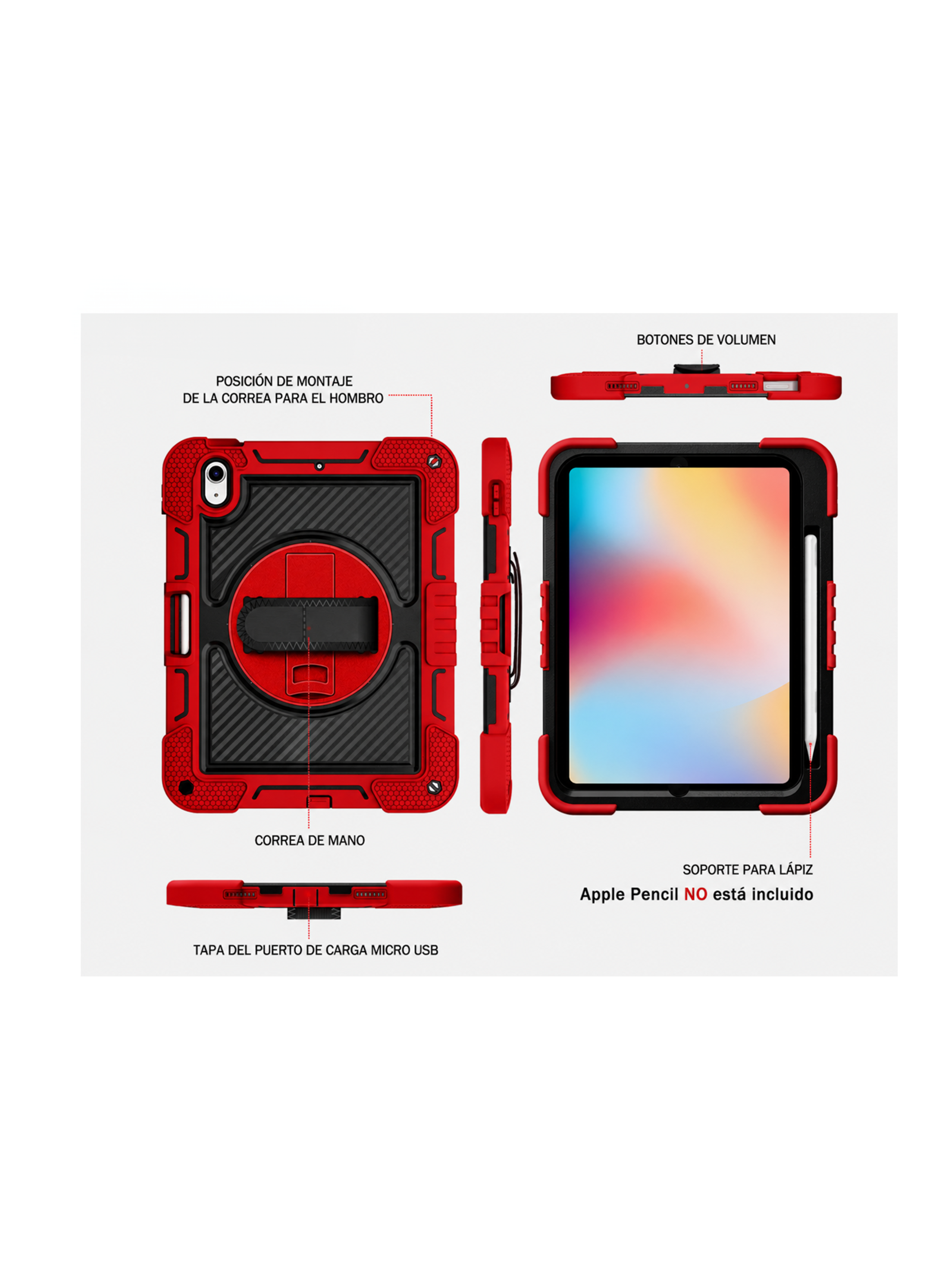 Funda Reforzada Anti Golpe Lamina Vidrio iPad 11th G A16 2025-3