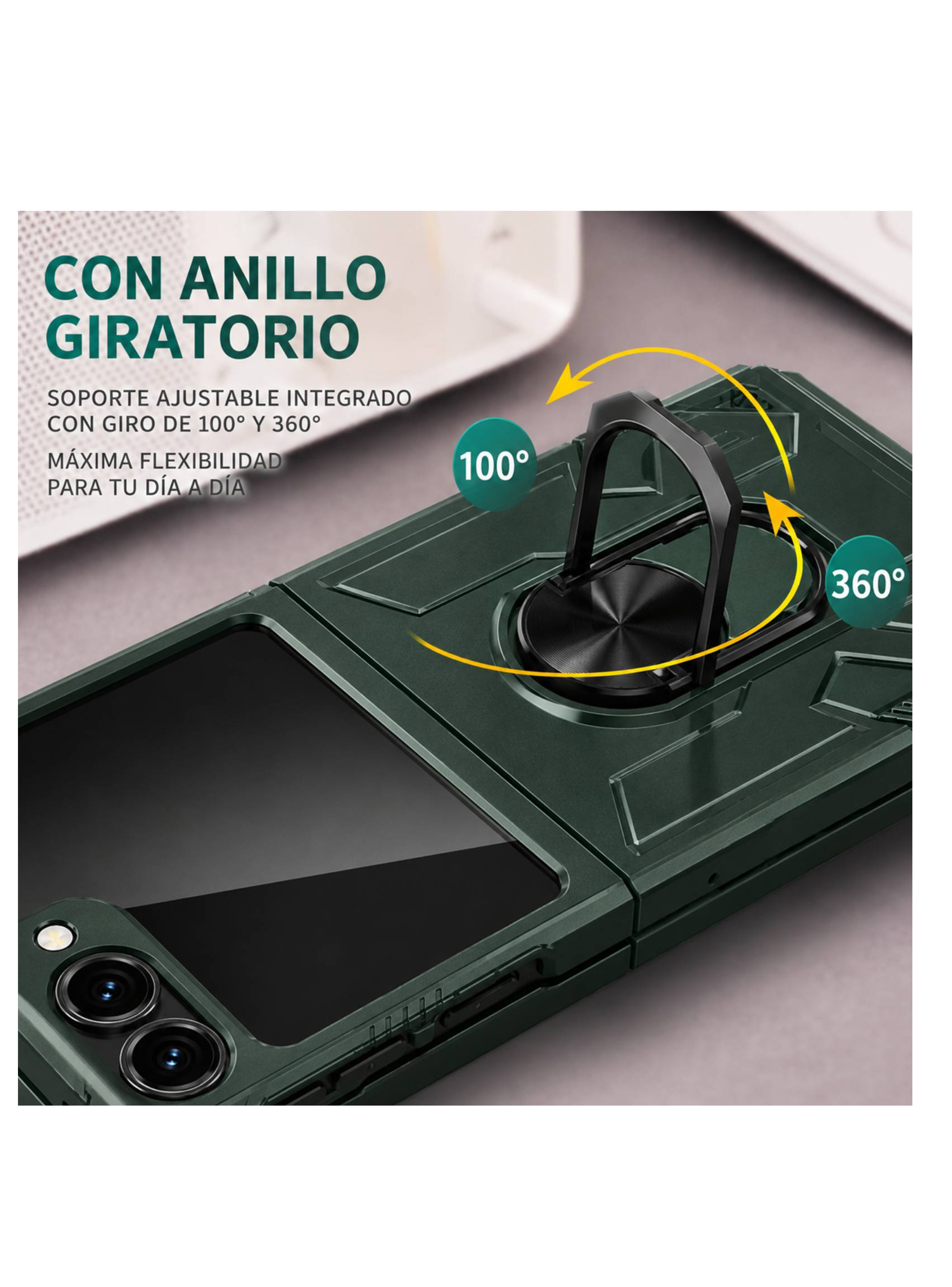 Carcasa Antigolpe Compatible Con Samsung Zflip 5 Verde-3
