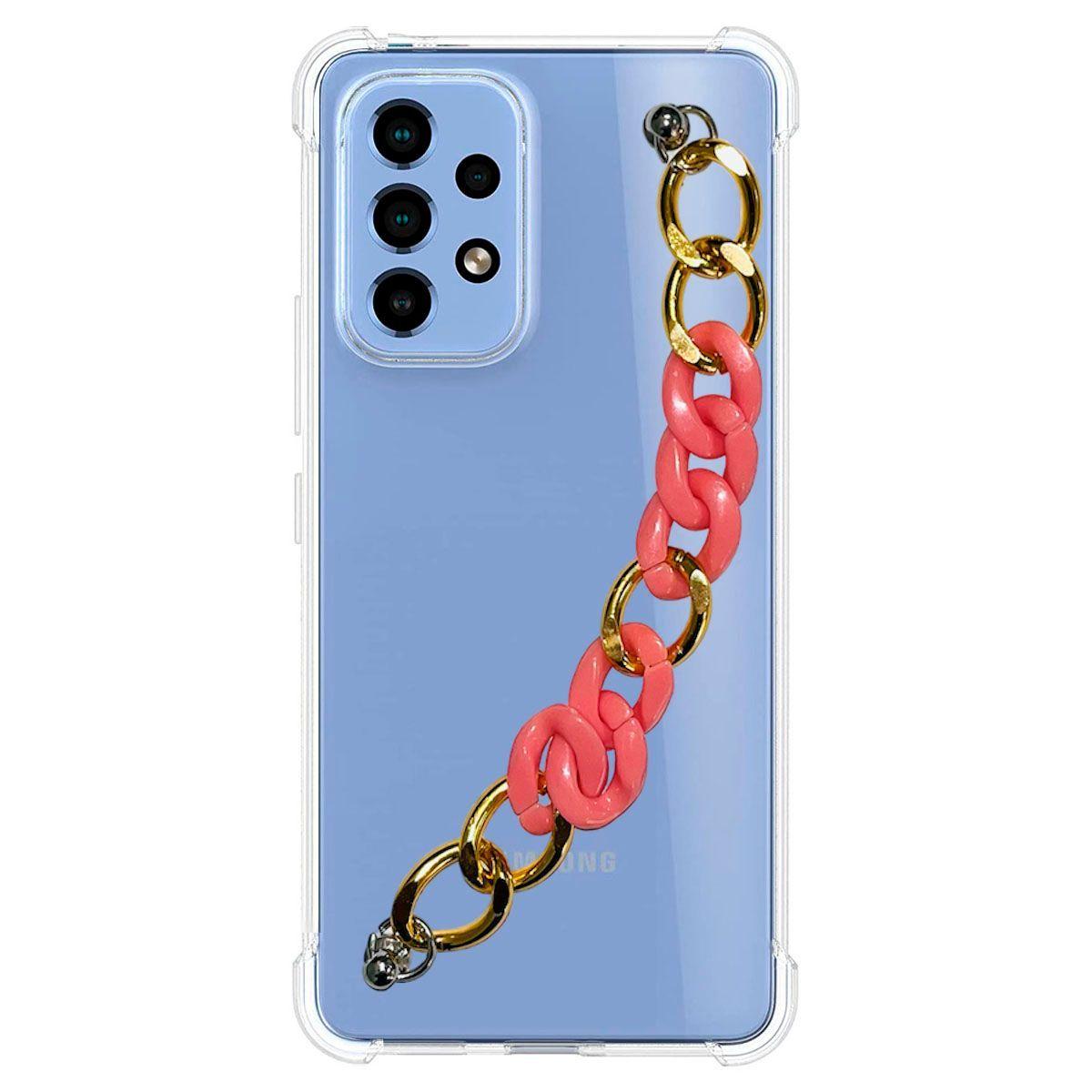 Carcasa Transparente Mas Strap Para Samsung A33 Rosa-Dorado-0