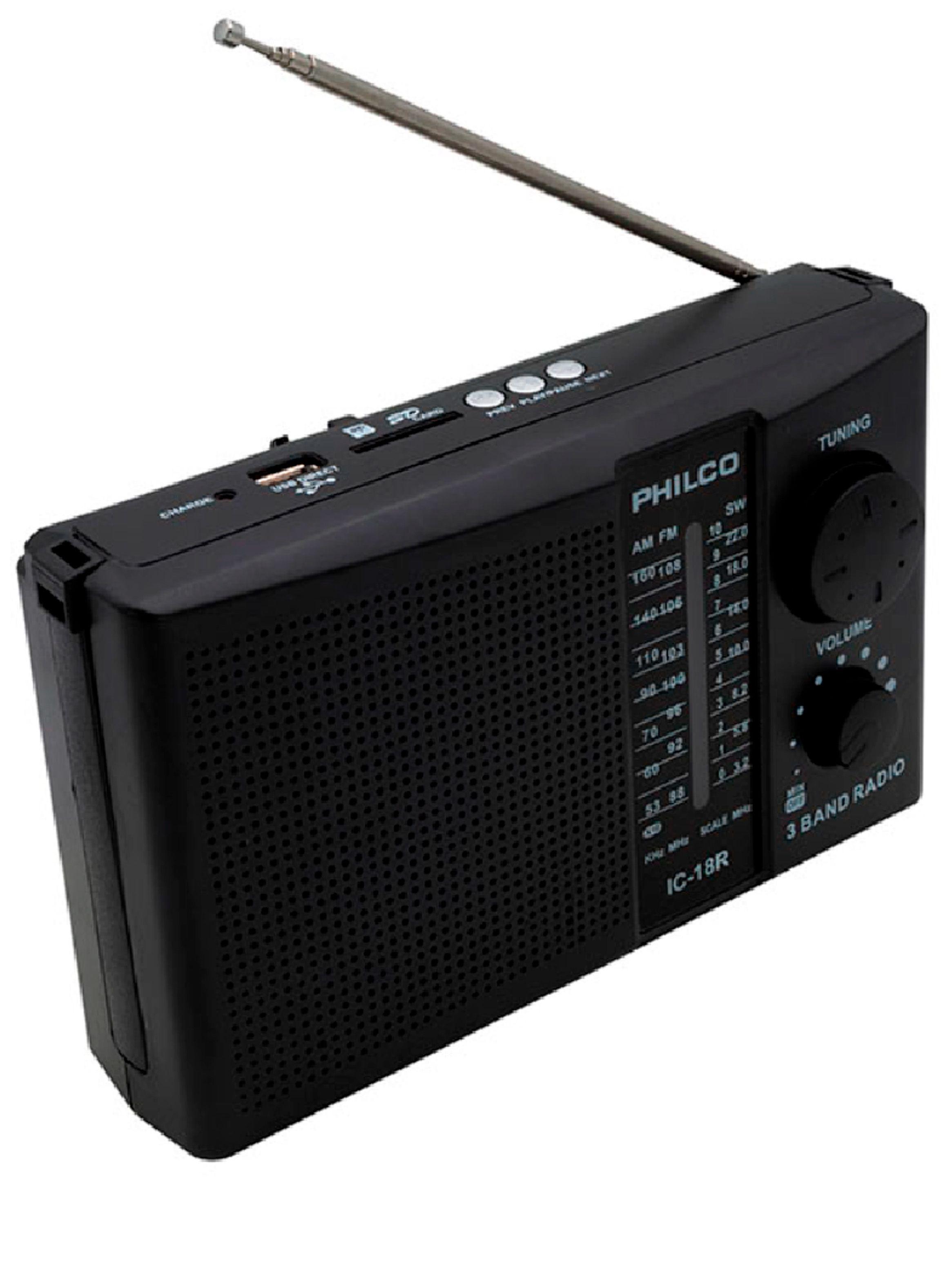 Radio Portatil Recargable AM/FM Philco IC-18R USB/SD Negro-1