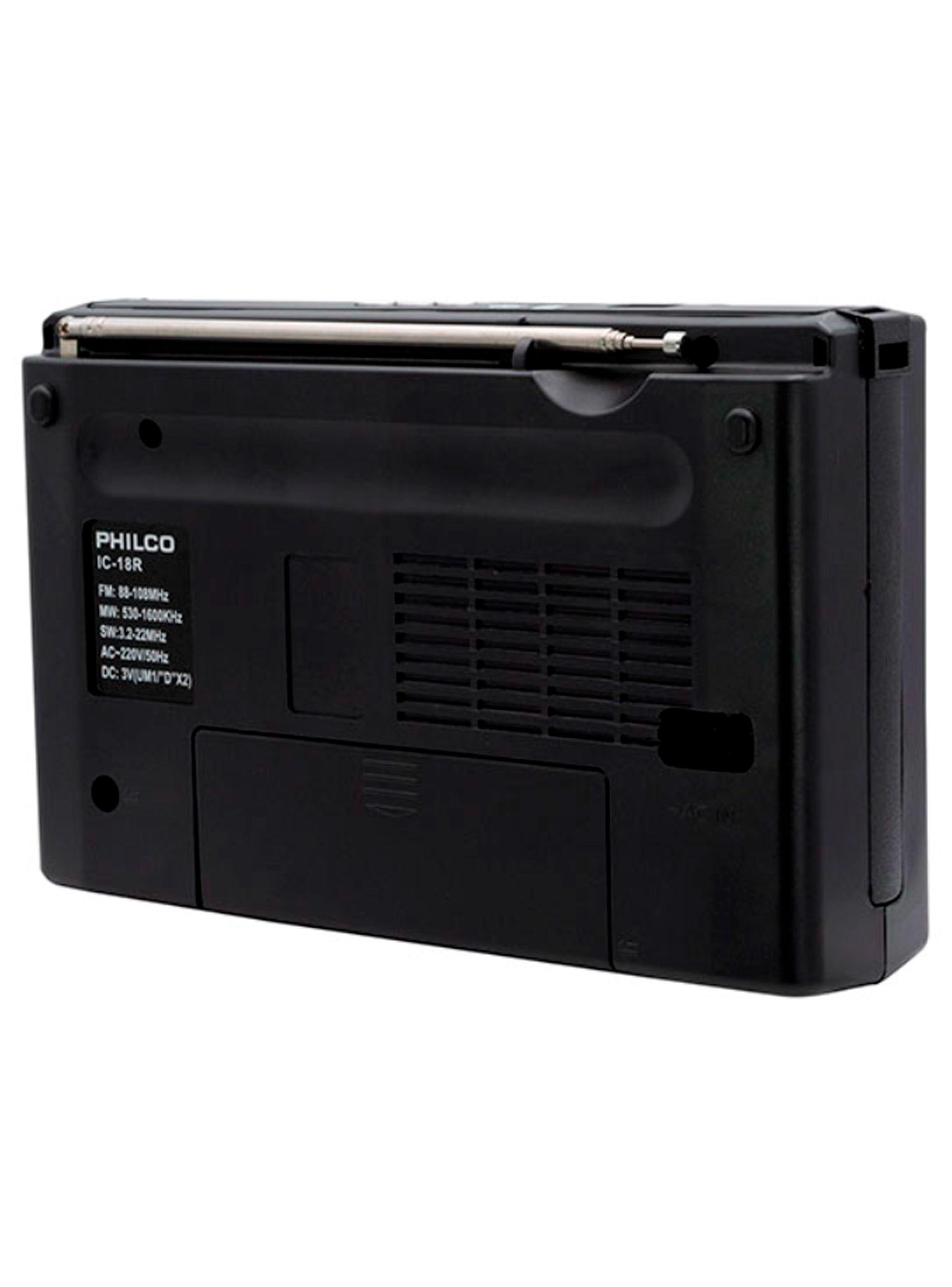 Radio Portatil Recargable AM/FM Philco IC-18R USB/SD Negro-2