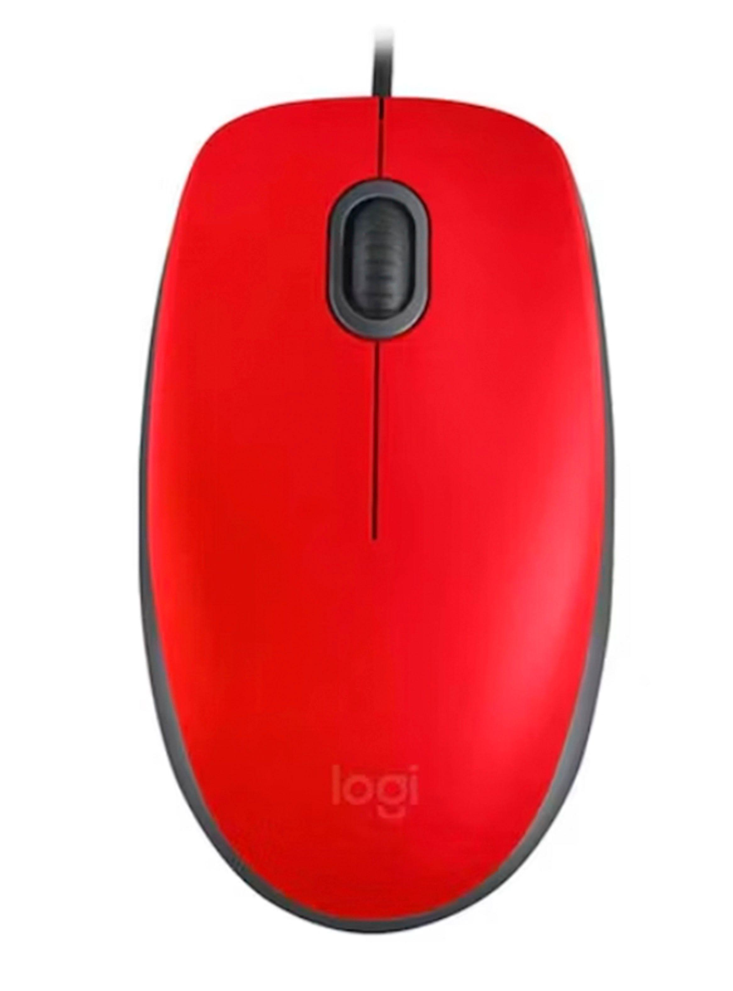 Mouse Logitech M110 silencioso Optico USB Alambrico Rojo-0