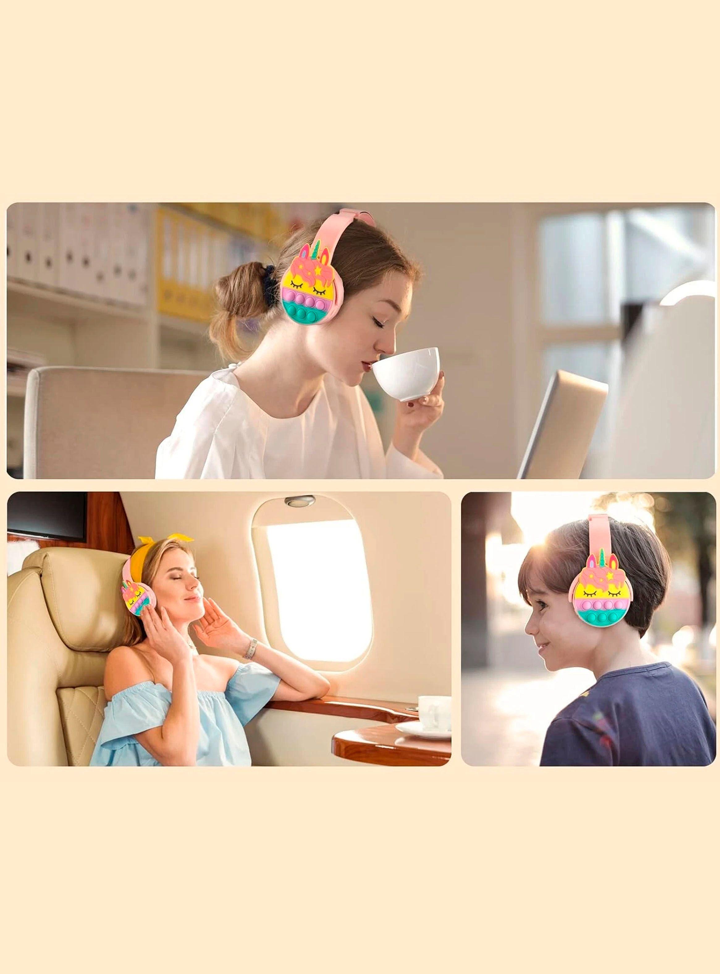 Audifonos Inalambricos Bluetooth PopIt Diseño Unicornio Rosa-4