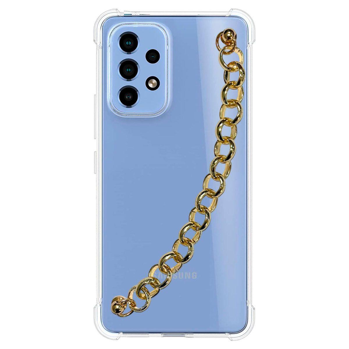 Carcasa Transparente Mas Strap Para Samsung A52 / A52 S Aros Dorados-0