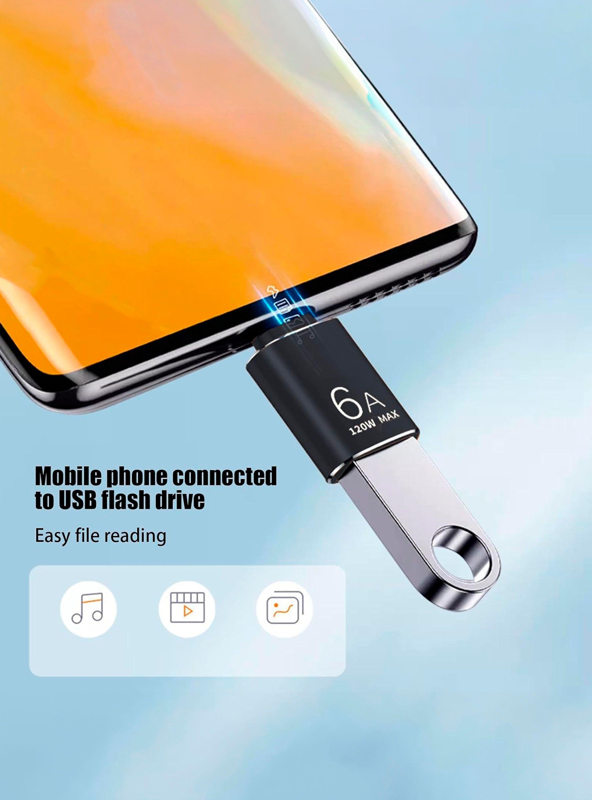 Adaptador OTG Para Carga Transferencia USB Salida USB-C Negr-2